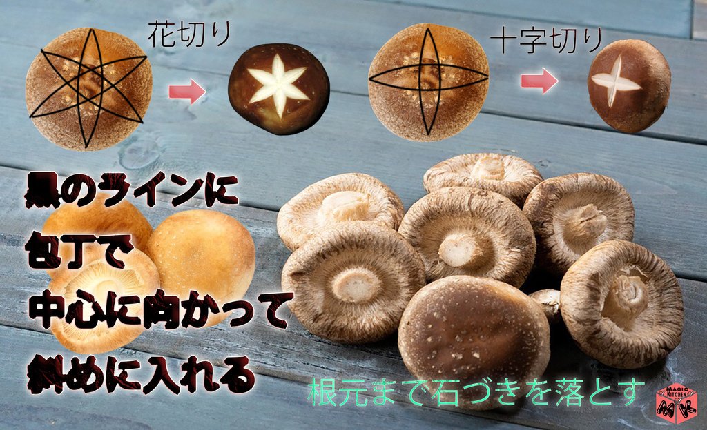 すき焼きしいたけの切り方