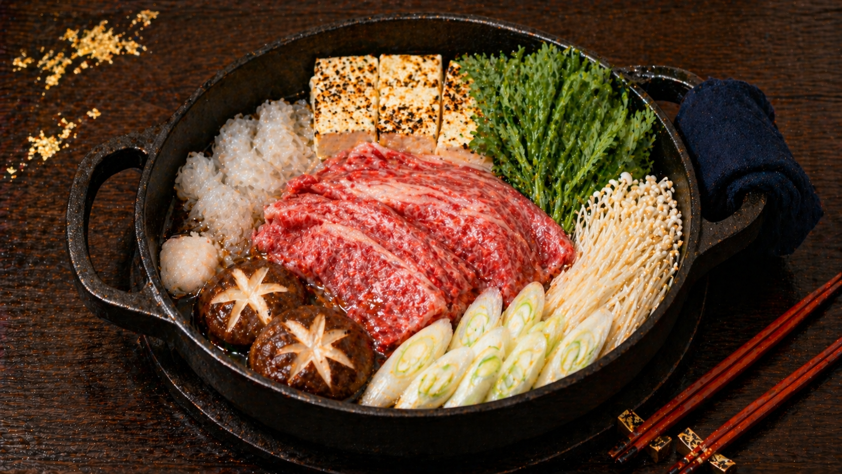 すき焼きの具材の並べ方