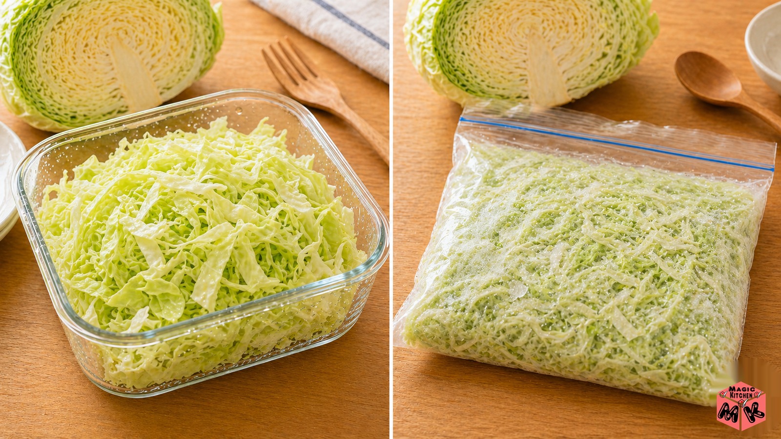 千切りキャベツ冷蔵冷凍保存の日持ち比較