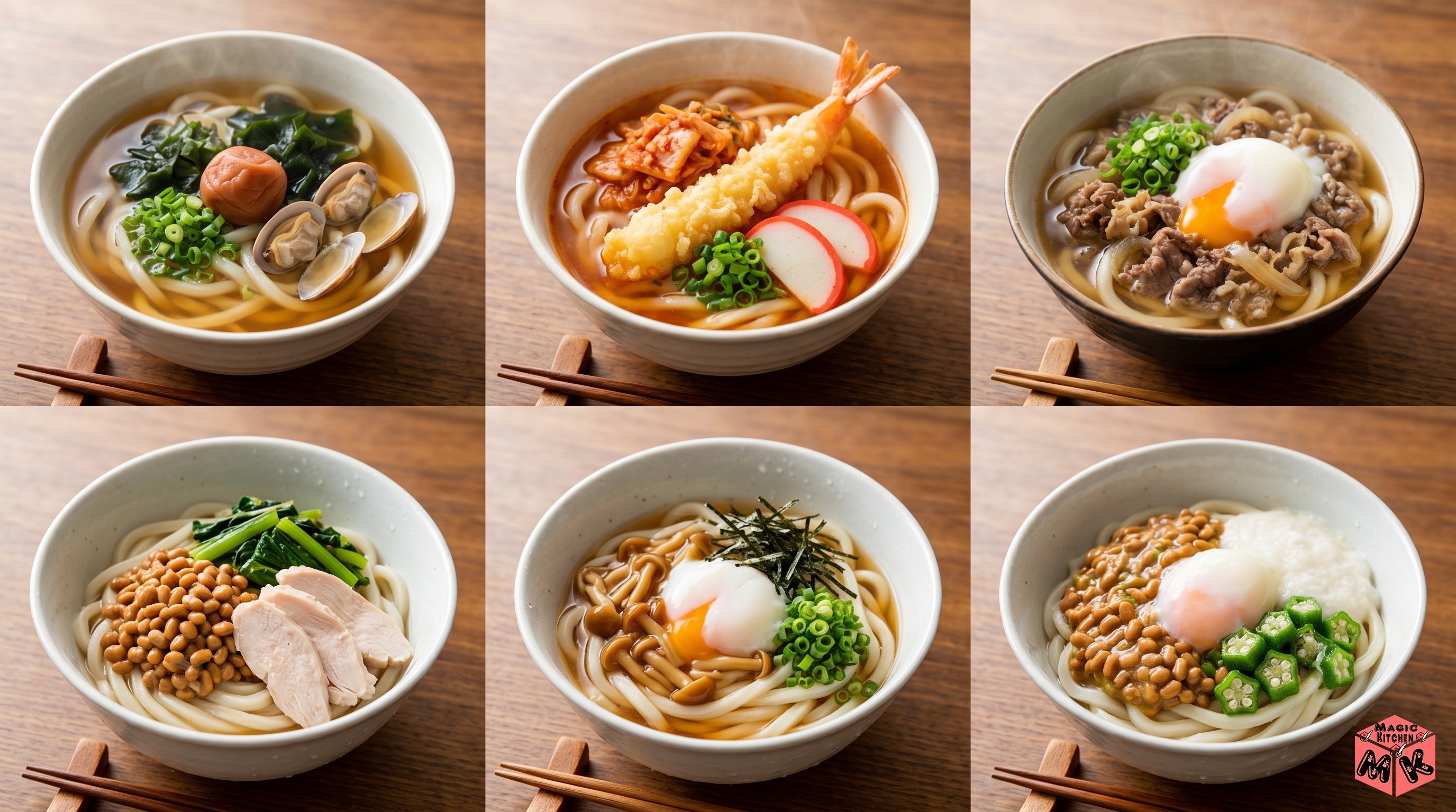 温うどん&times;冷うどん組み合わせマトリクス6組