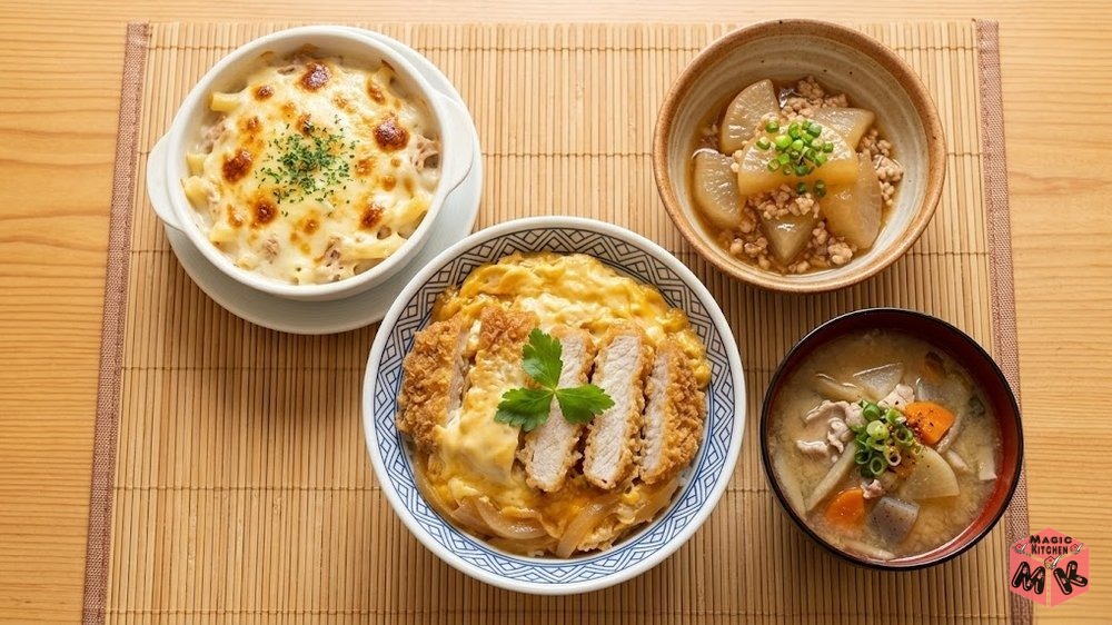 がっつりしたカツ丼の献立例