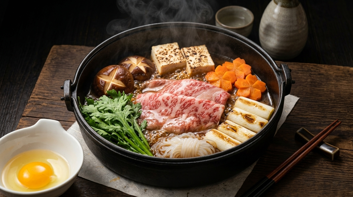すき焼き 完成 美しい盛り付け