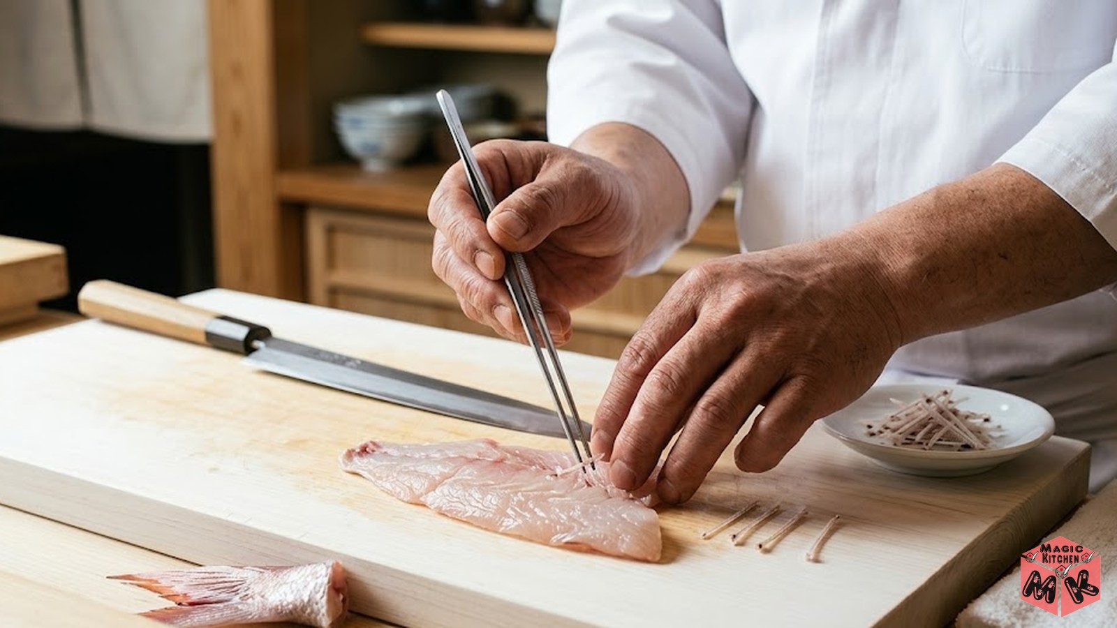 寿司職人の技!魚の骨取り