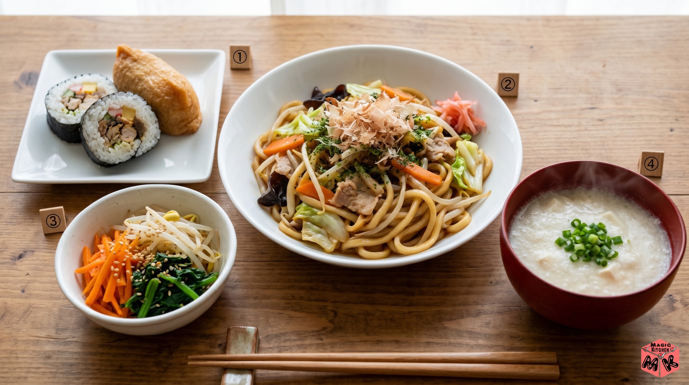 焼うどん献立A 寿司うどん豪華版