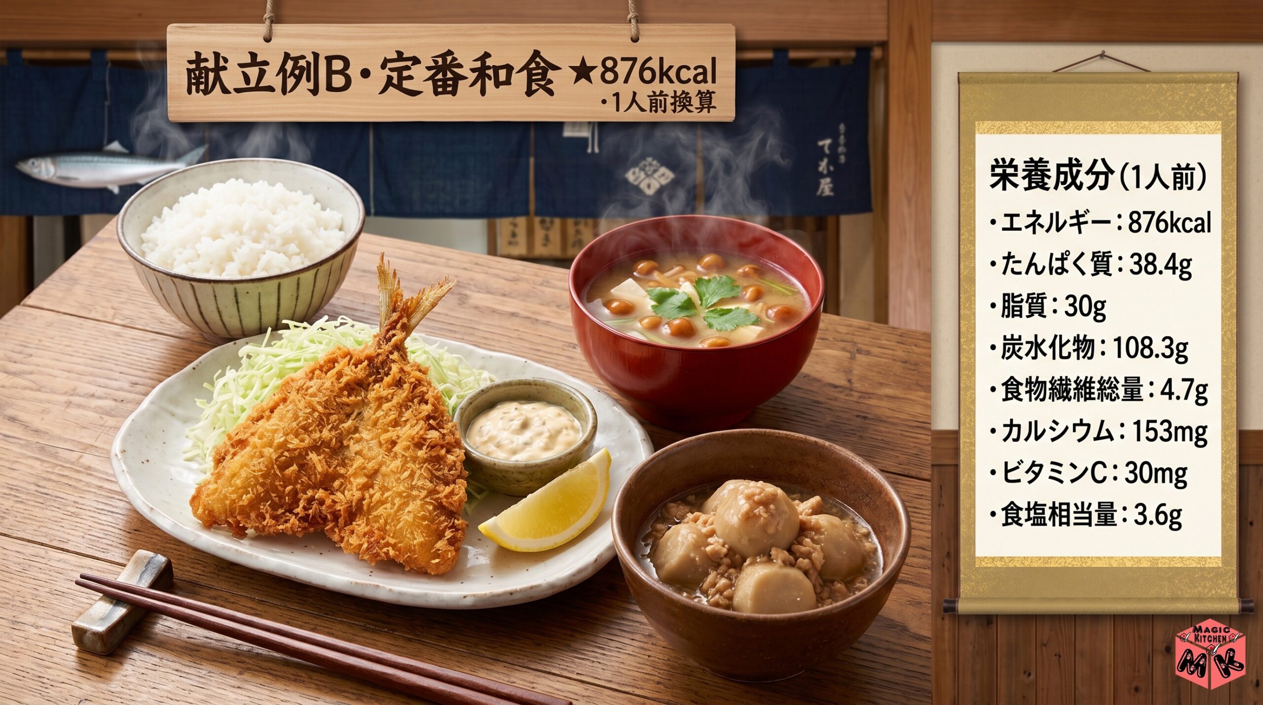 アジフライ 献立例B 定番和食