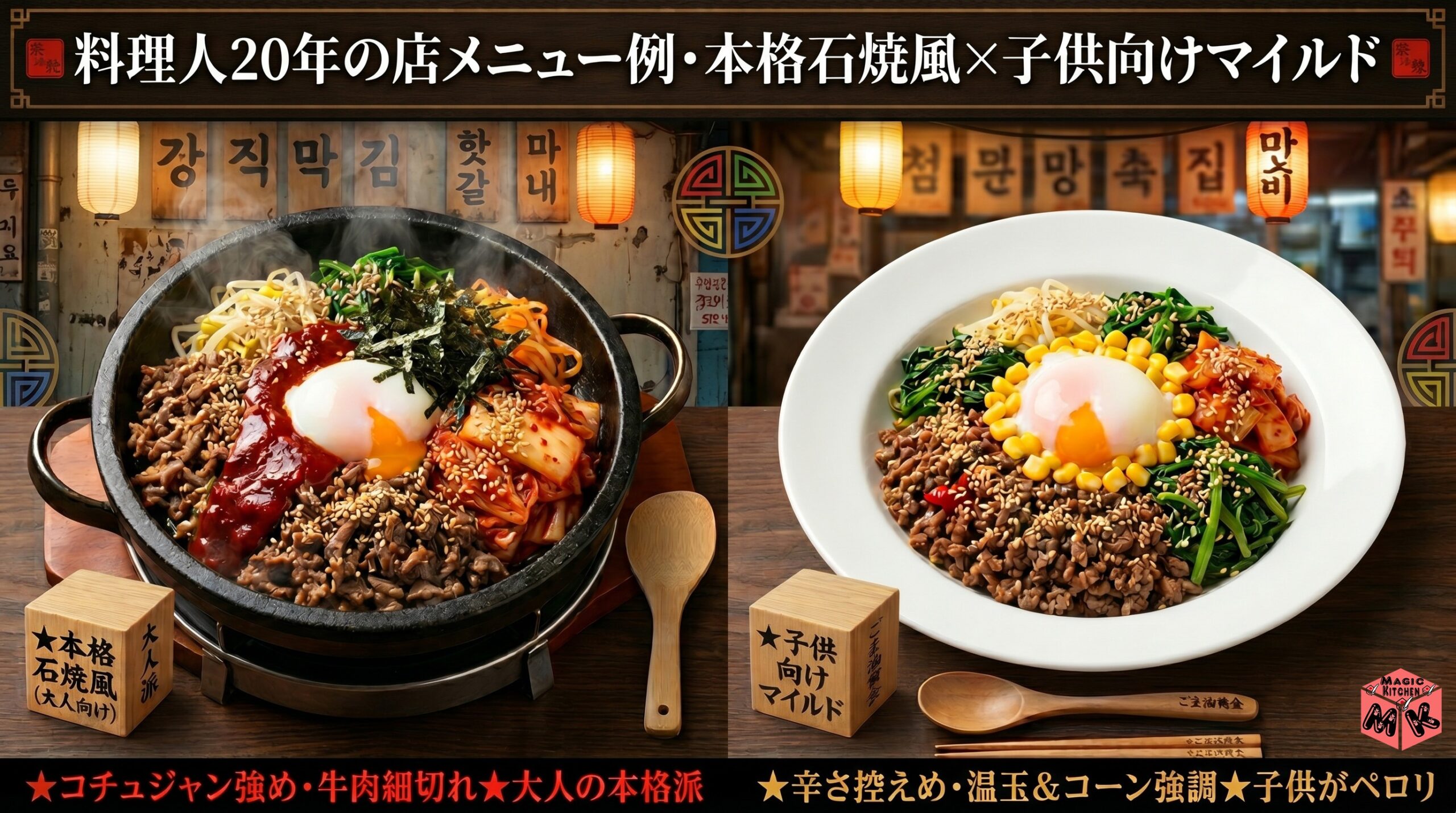 料理人20年の店メニュー例 2パターン