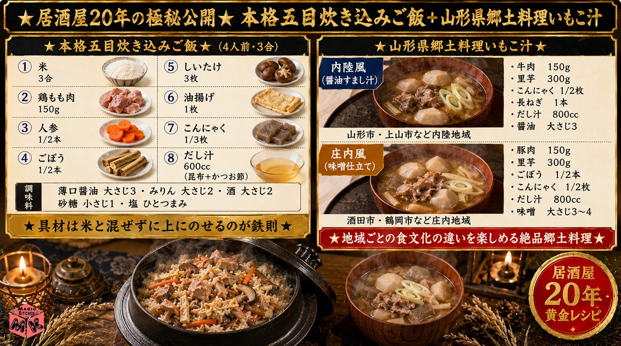居酒屋20年の本格炊き込みご飯レシピといもこ汁