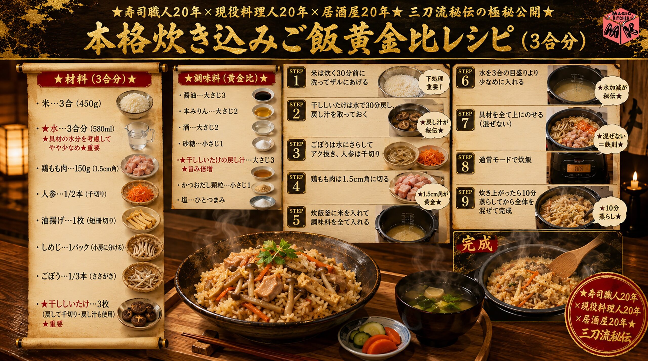 居酒屋20年の本格炊き込みご飯黄金比レシピ