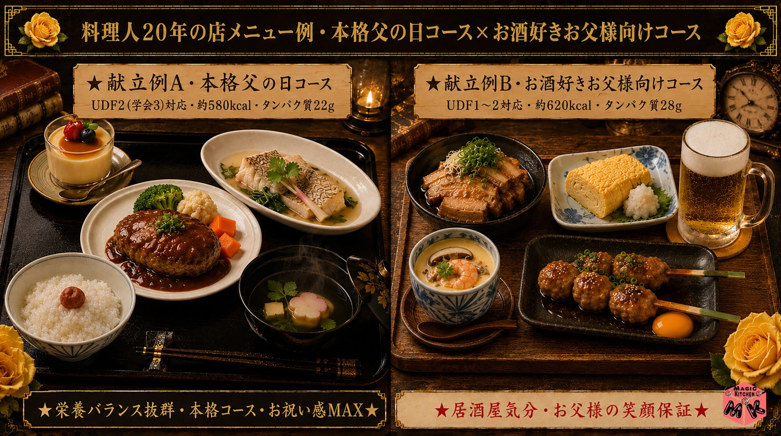 お父様向け店メニュー献立例 2パターン