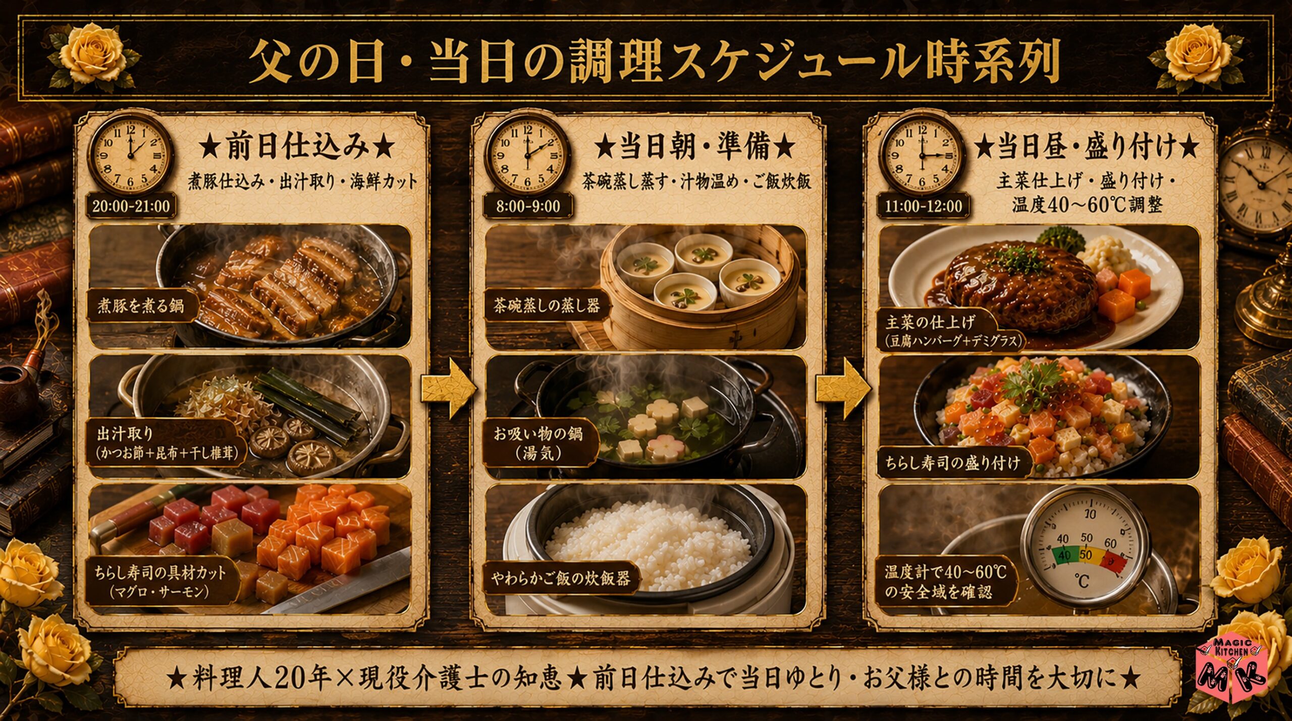 父の日 当日の調理スケジュール