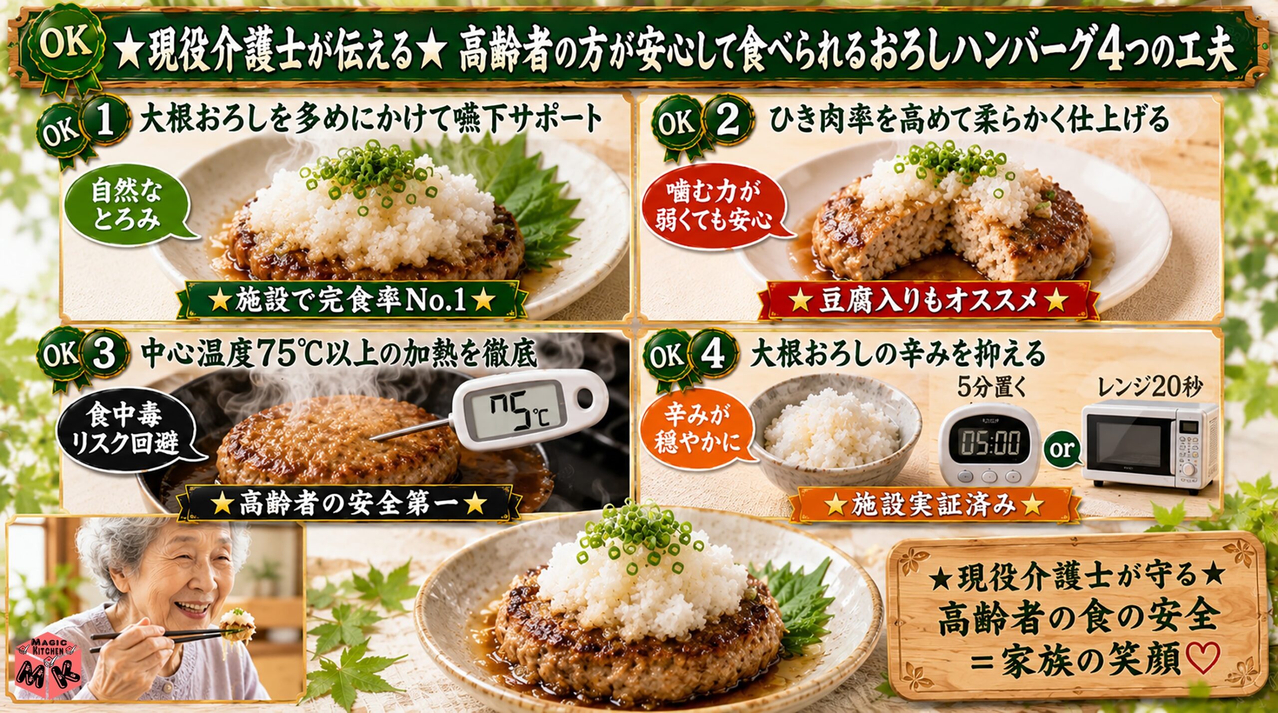おろしハンバーグの高齢者向けアレンジ4工夫