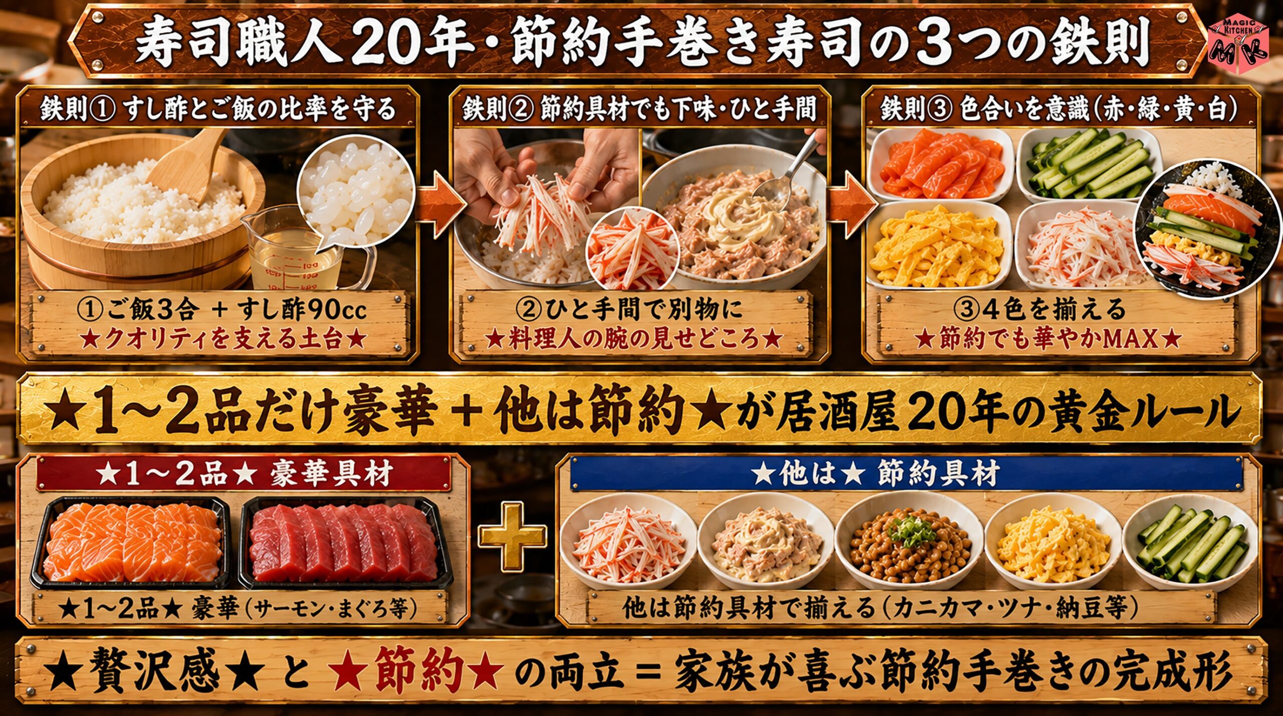 節約手巻き寿司の3つの鉄則と1〜2品豪華の黄金ルール 寿司職人20年伝授