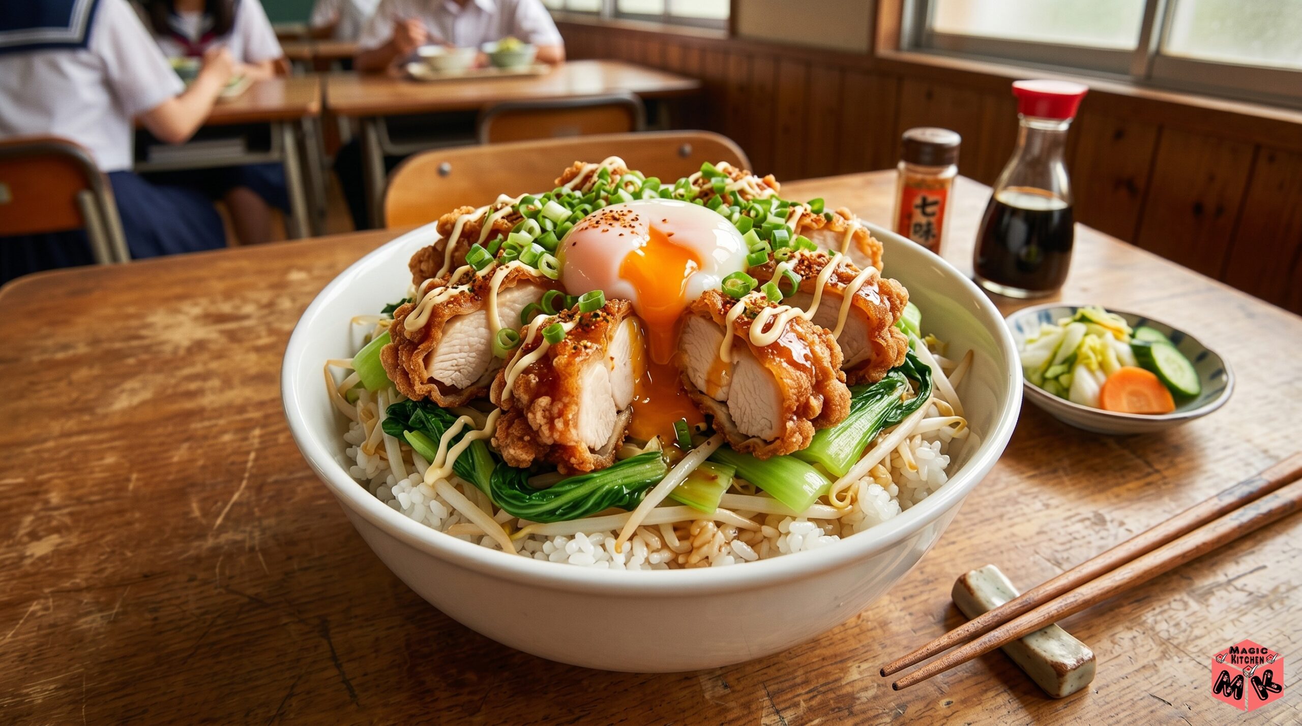 唐揚げのアレンジ・唐玉野菜丼