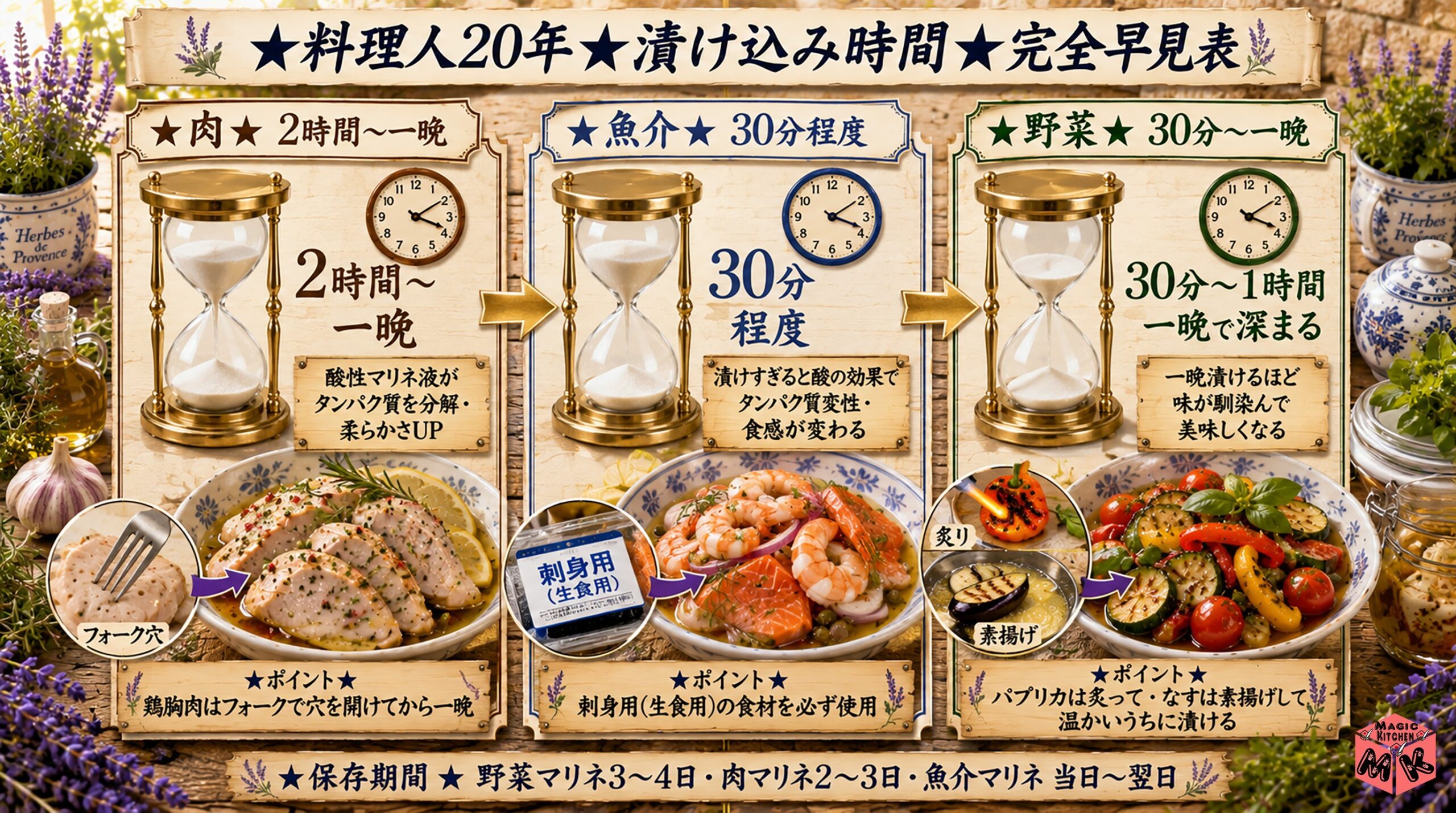 料理人20年★漬け込み時間★完全早見表