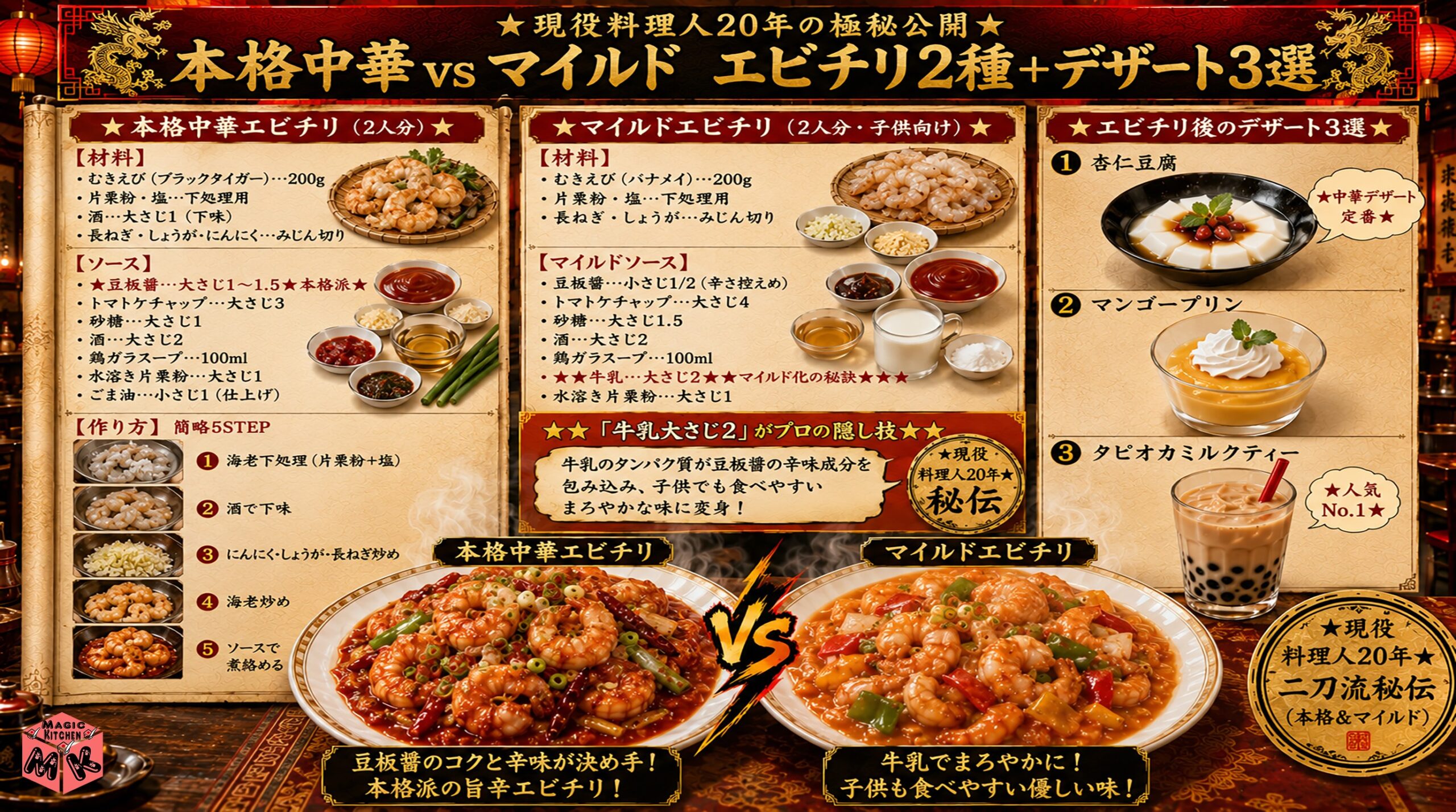 エビチリ基本レシピ2種