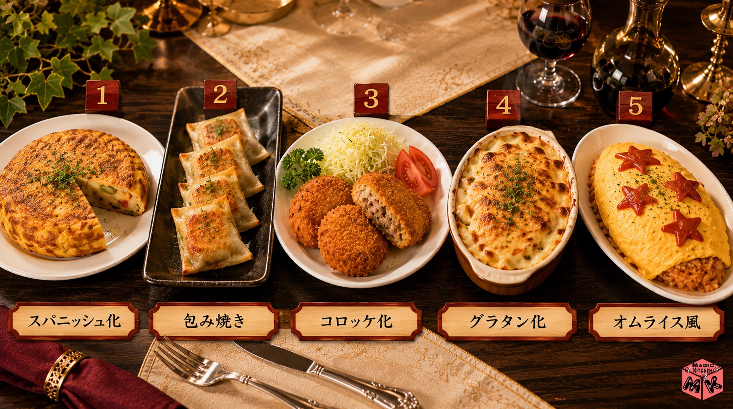 ひき肉オムレツのアレンジ5選 トマトソース・チーズ・カレー風ほか