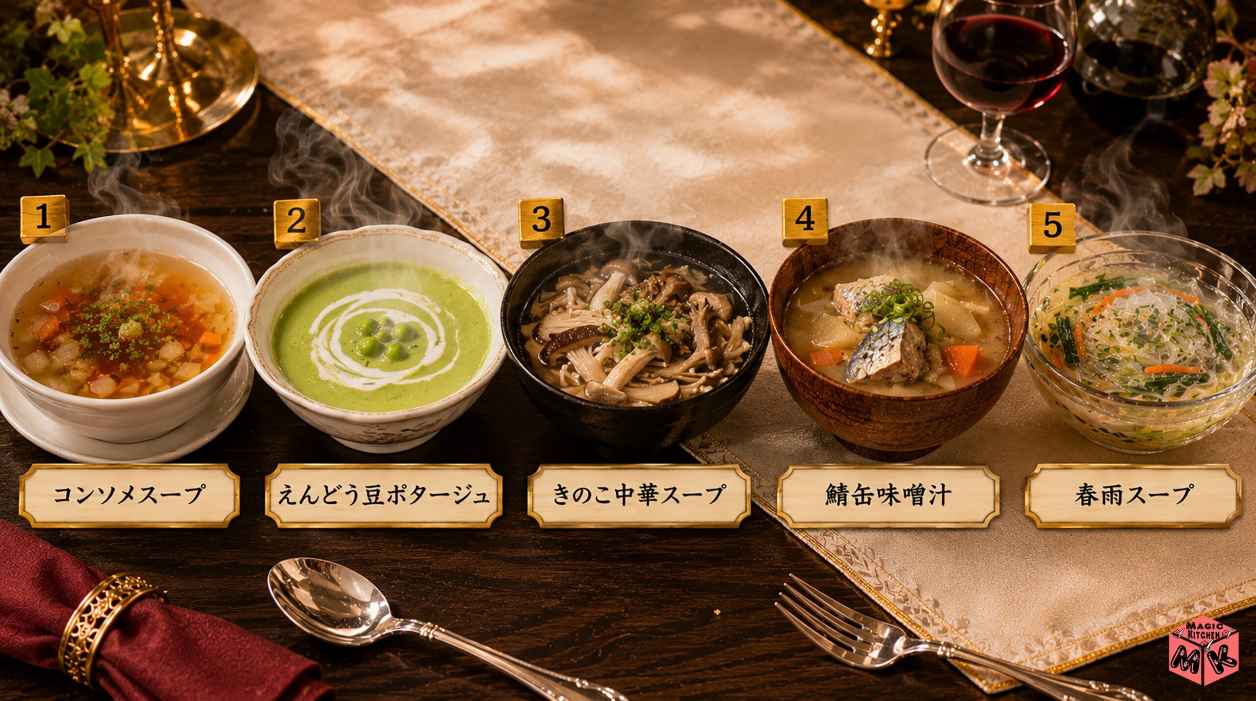 ひき肉オムレツに合う汁物5選 コンソメ・ポタージュ・中華スープほか