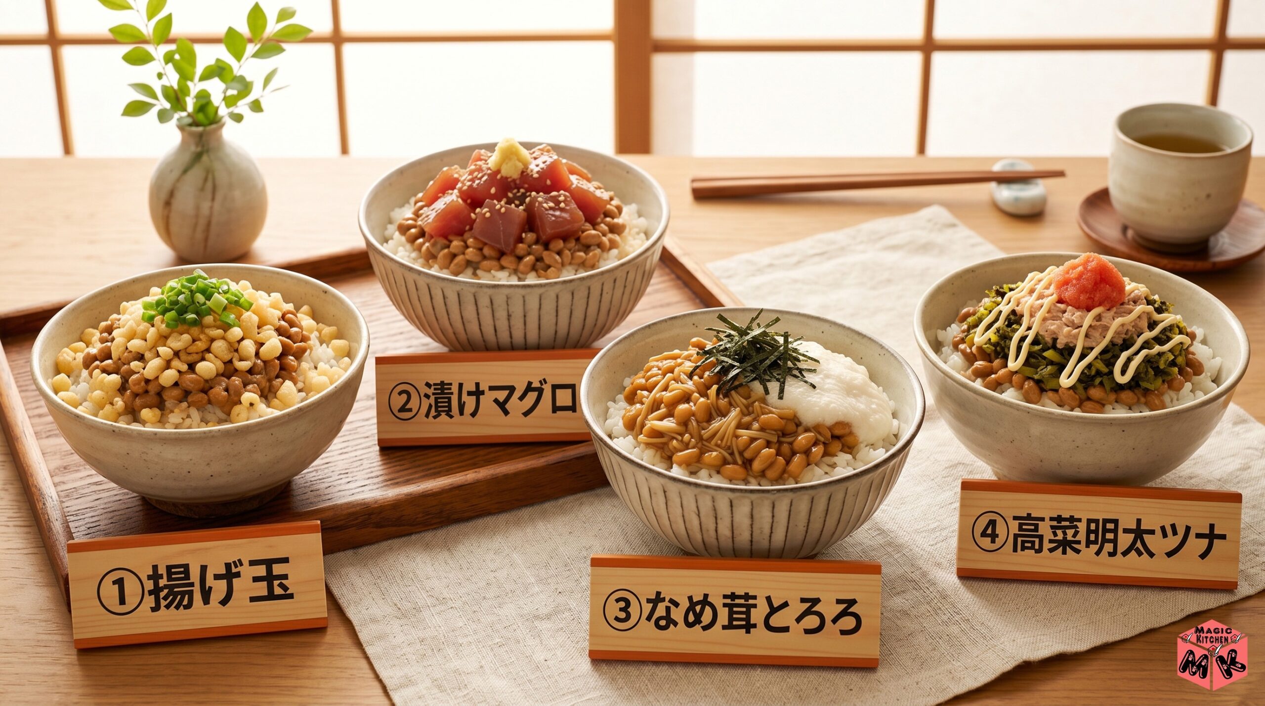 納豆トッピングのアレンジ 1〜4