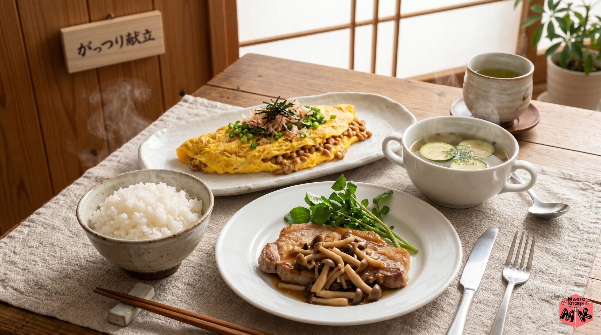 納豆オムレツ がっつり献立1