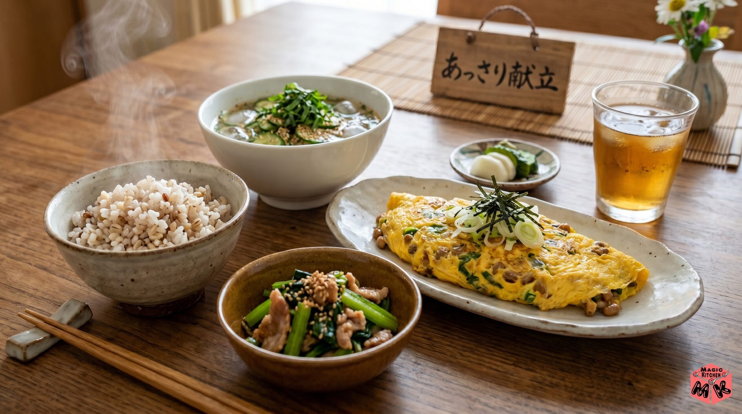 納豆オムレツ あっさり献立1
