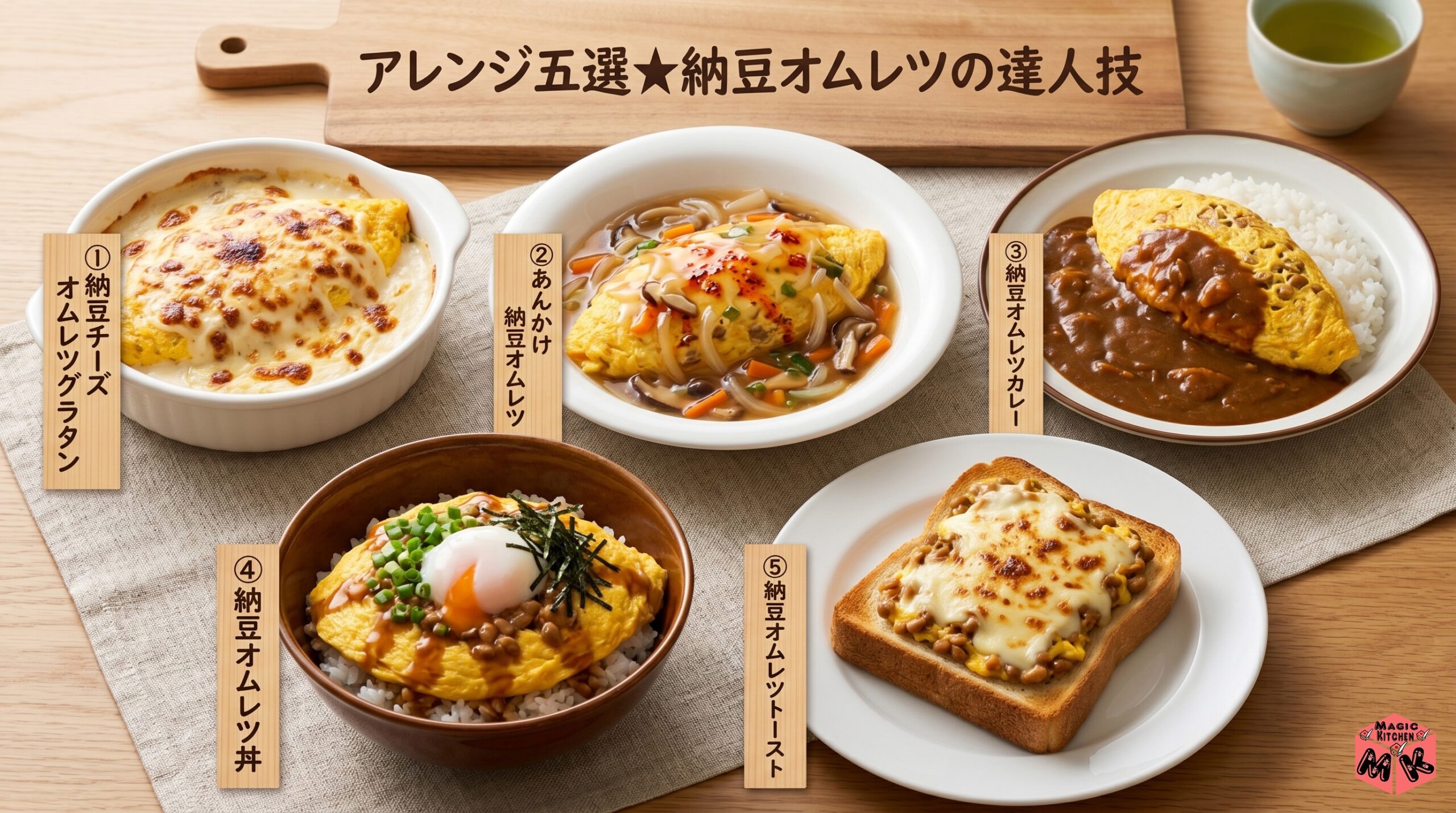 納豆オムレツ 献立例A 和風バランス