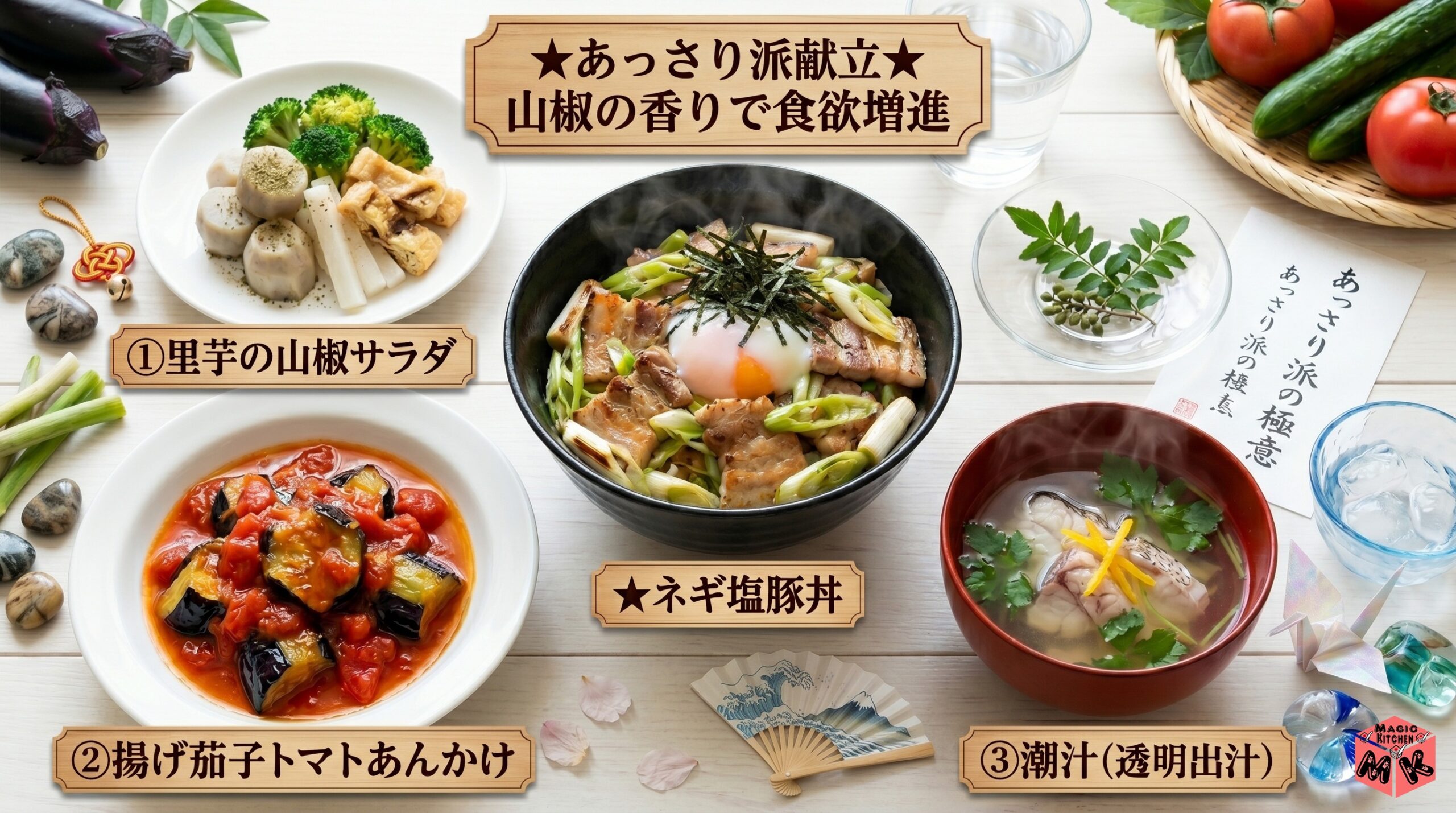 ネギ塩豚丼のあっさり派献立アイデア