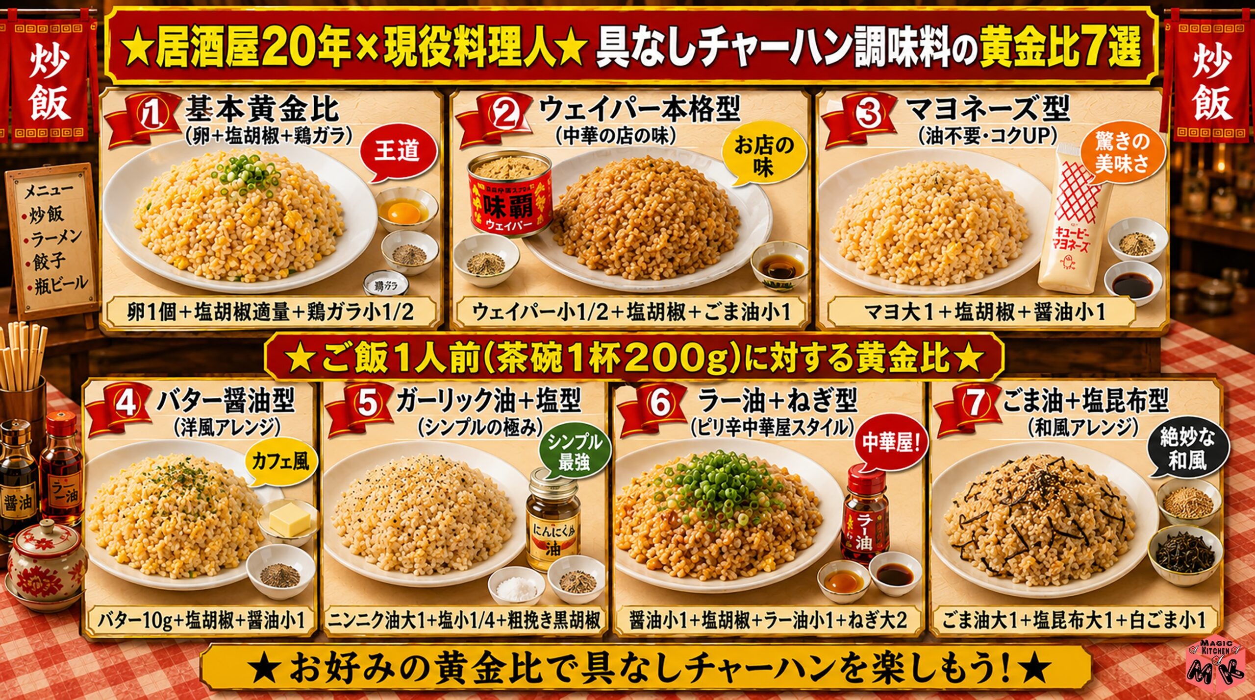 具なしチャーハン調味料の黄金比7選
