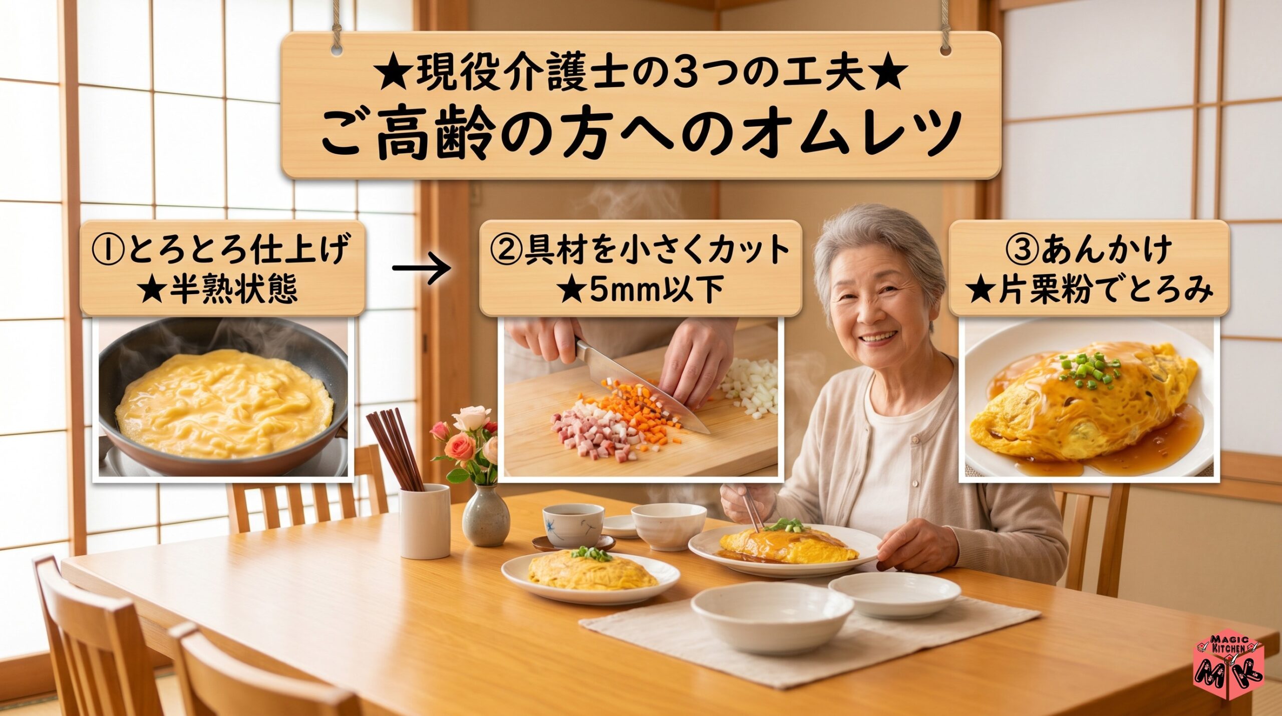 現役介護士の3つの工夫★ご高齢の方へのオムレツ