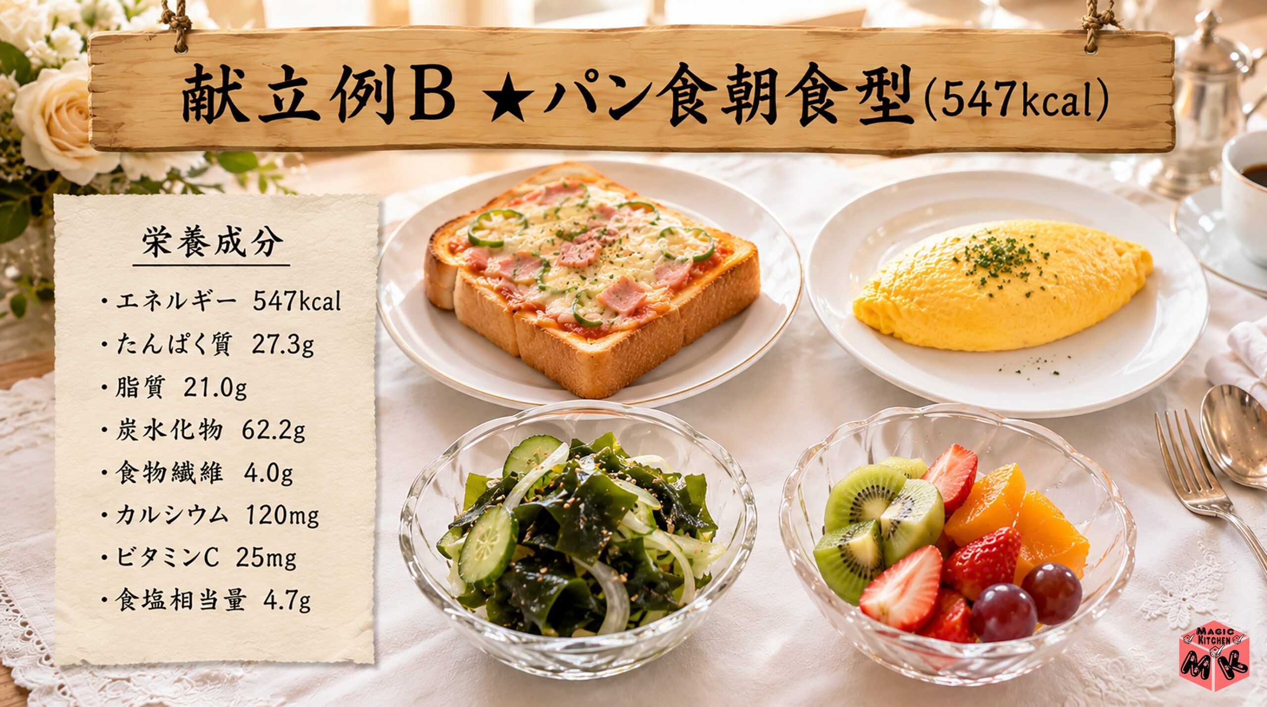 献立例B★パン食朝食型547kcal