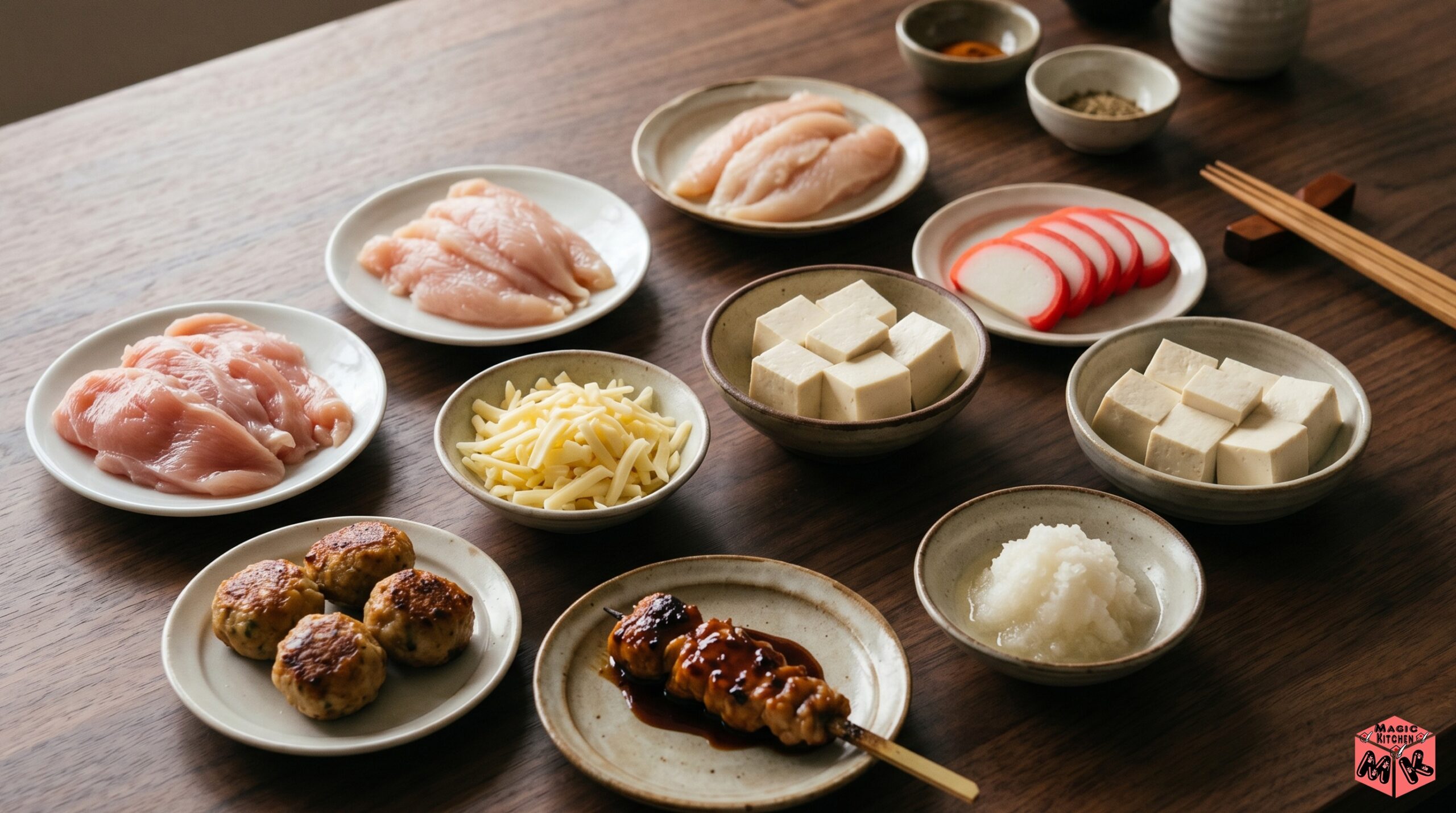 親子丼の具材変わり種・鶏むね肉ささみかまぼこ
