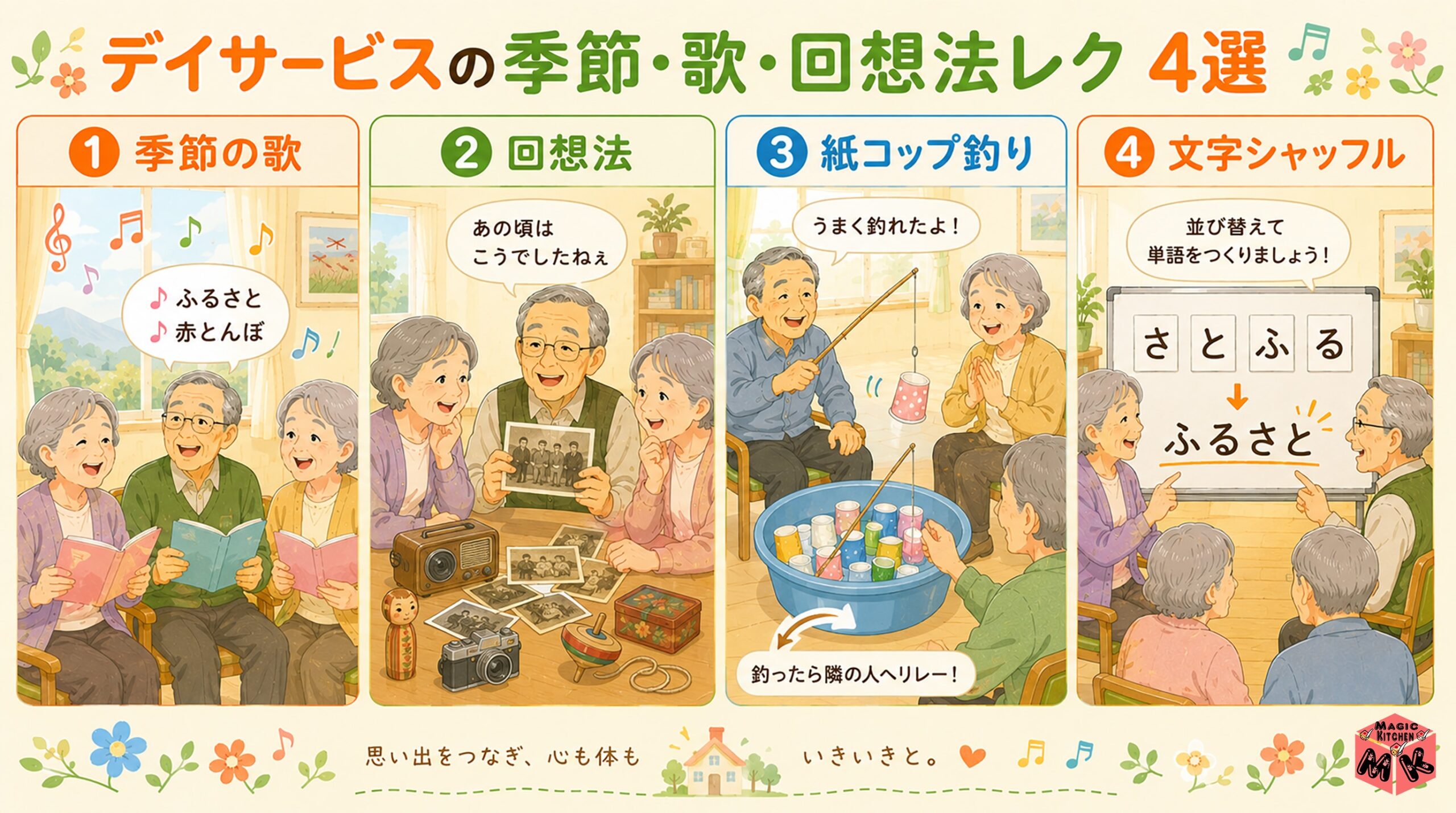 デイサービス 季節・歌・回想法レク4選