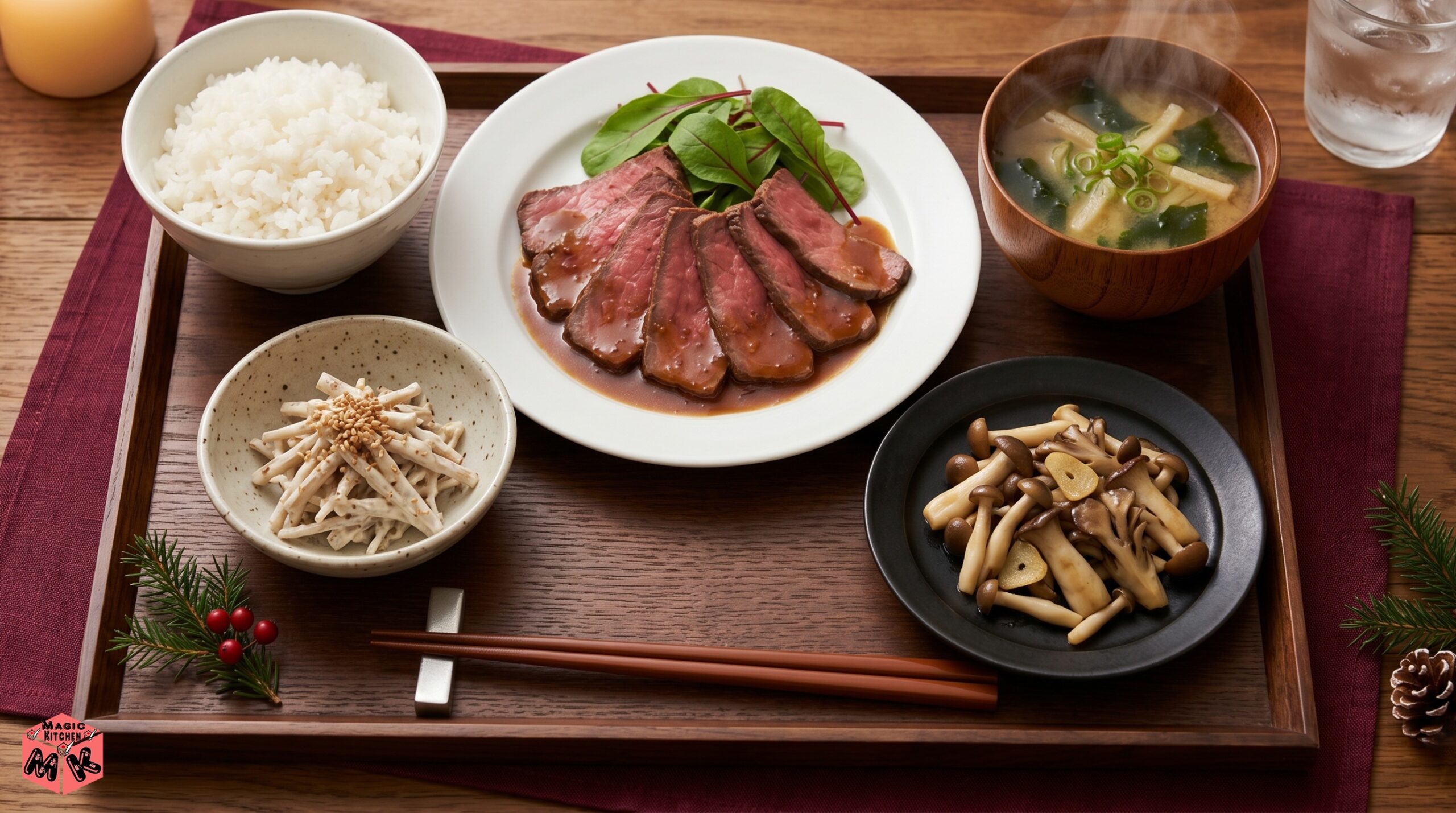 フッくんの店メニュー献立例A ローストビーフ和食型