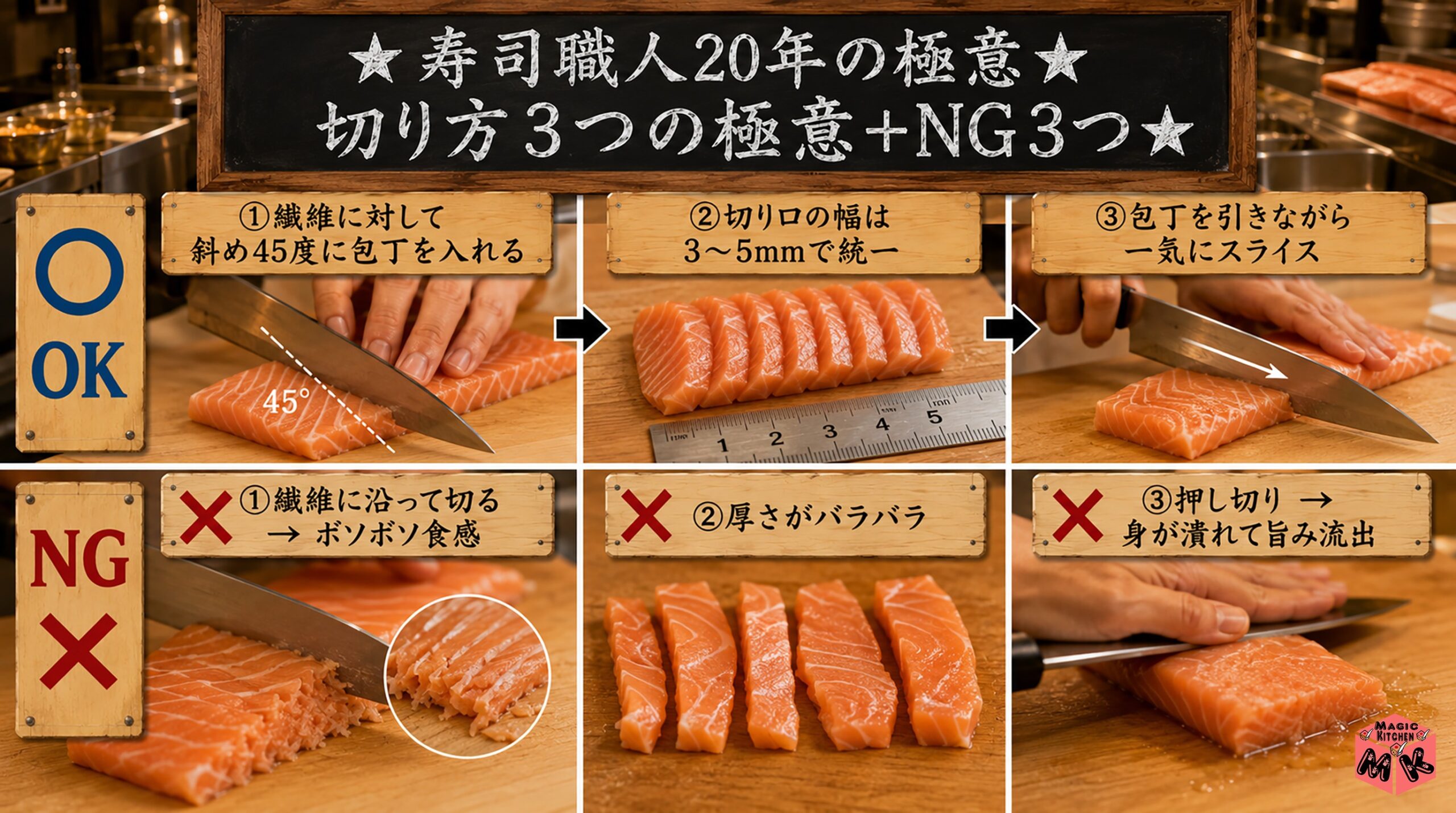 寿司職人20年の極意★切り方3つの極意+NG3つ