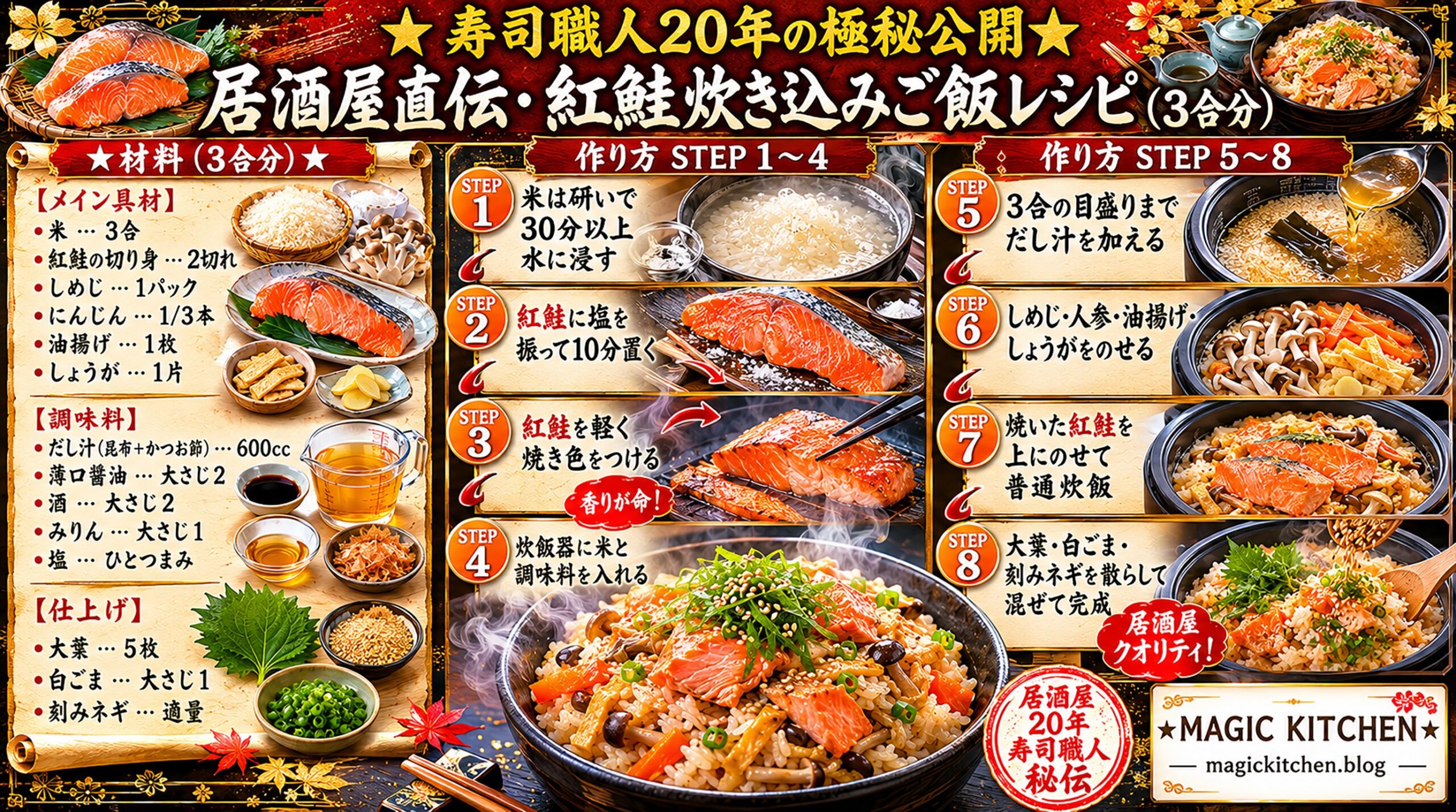 居酒屋20年の極秘鮭炊き込みご飯レシピ