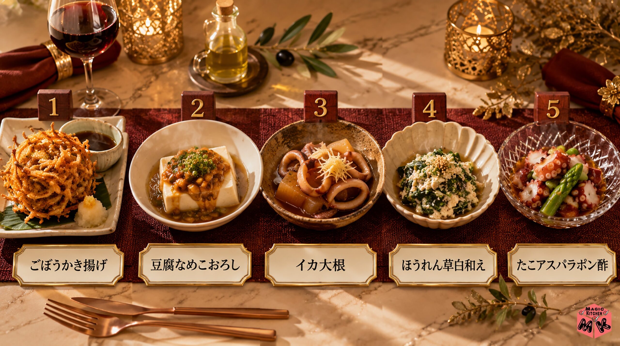 鯛のカルパッチョに合う副菜5選 ごぼうかき揚げ・豆腐おろし餡かけほか