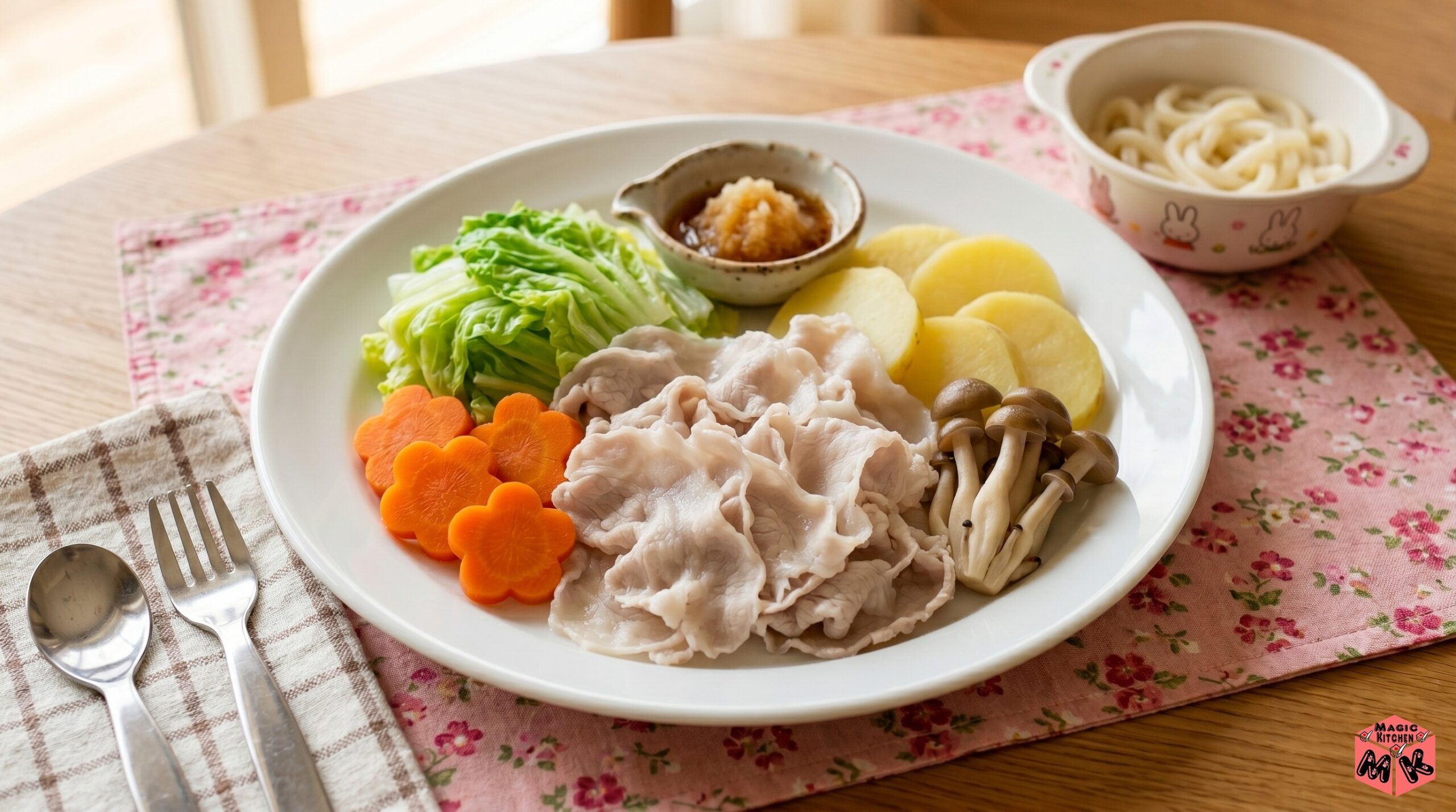 しゃぶしゃぶ お皿盛りで子供安全提供