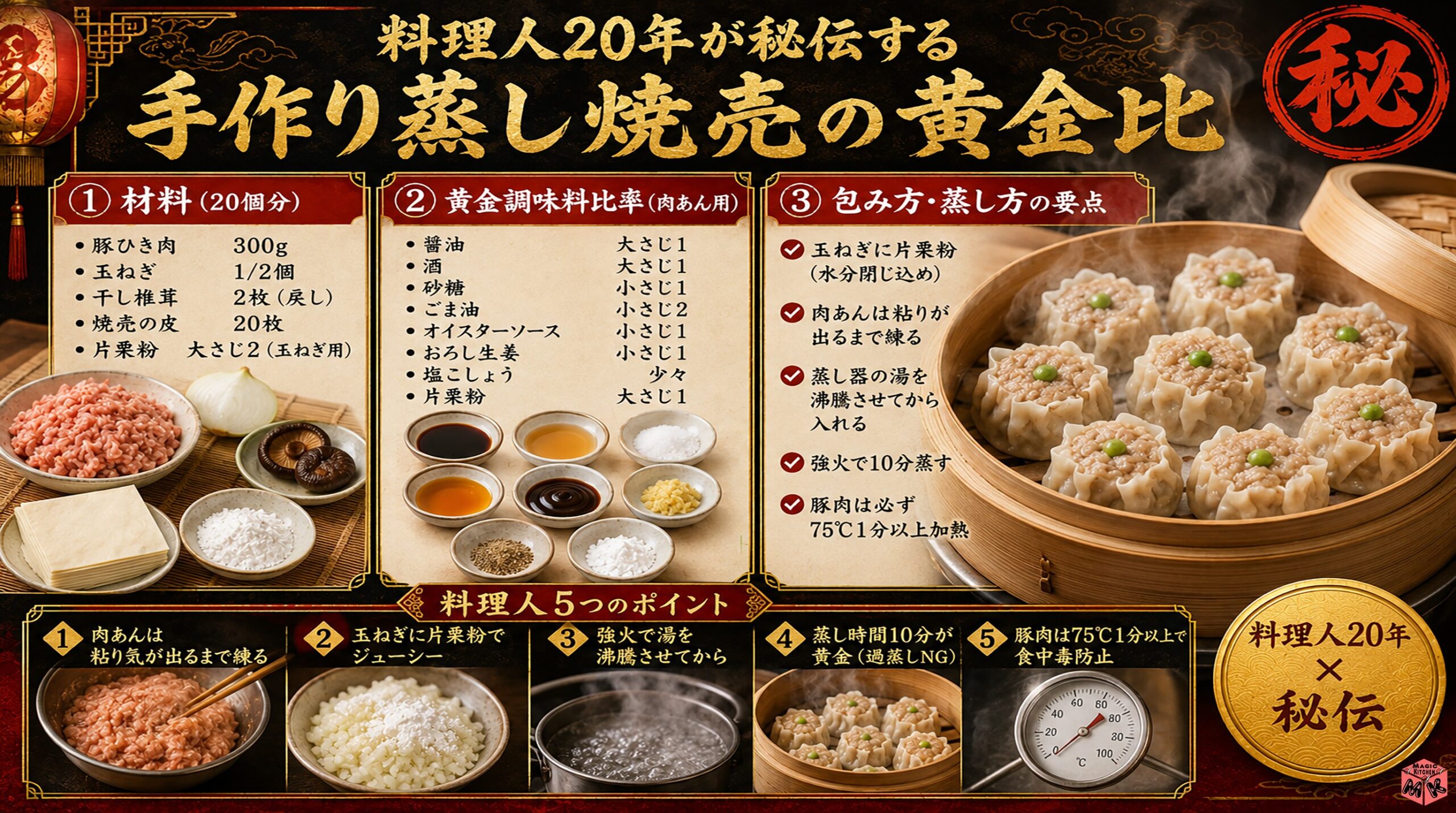 料理人の極秘レシピ 手作り蒸し焼売の黄金比