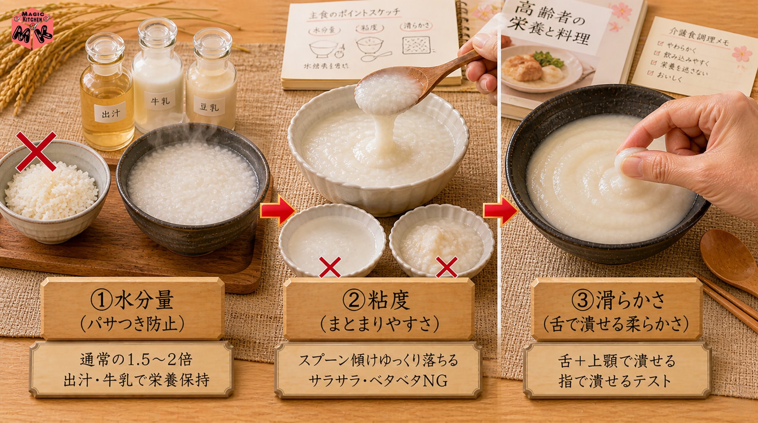 嚥下しやすい主食を選ぶ3つの基本条件