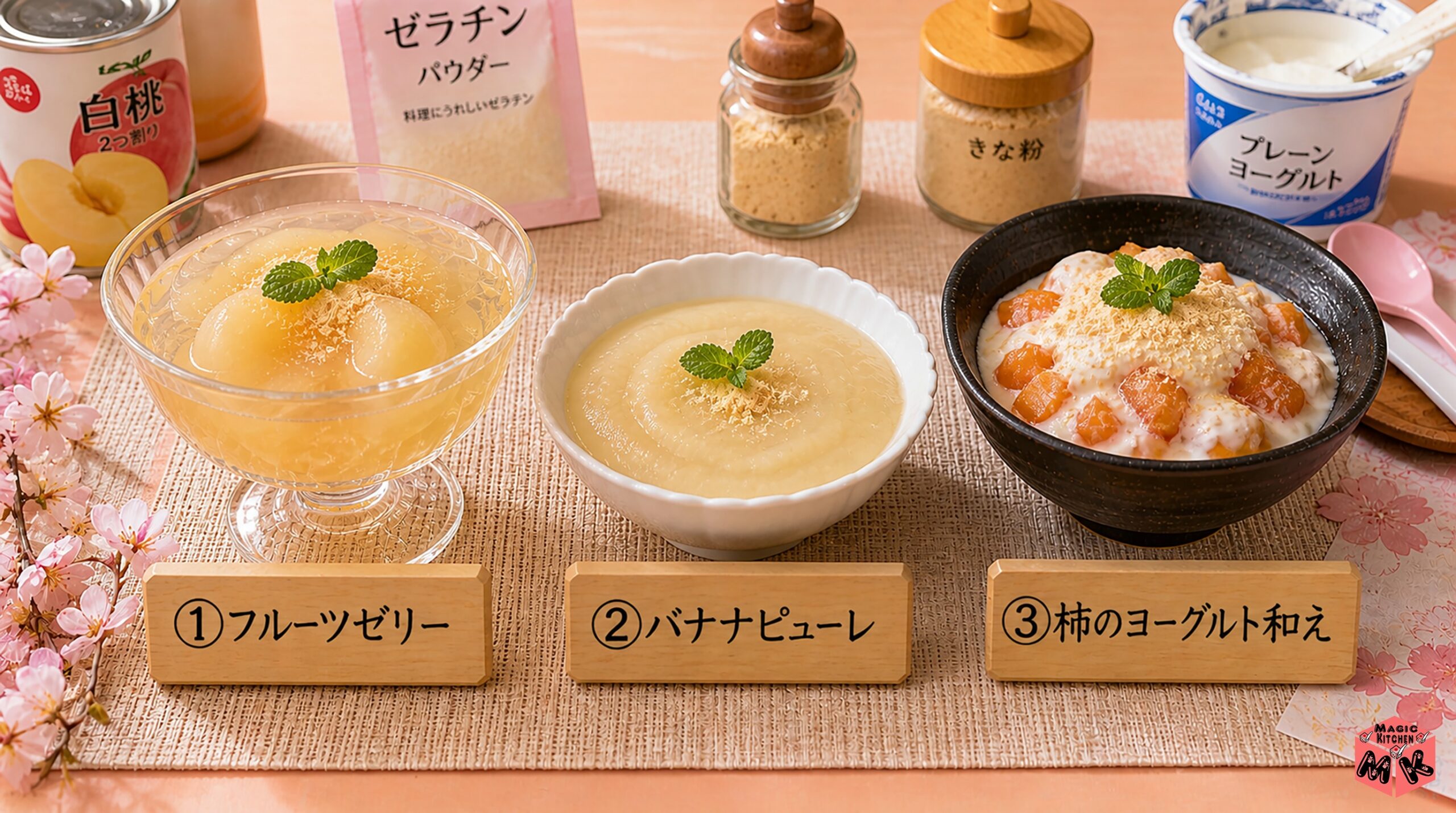嚥下しやすい果物レシピ3品