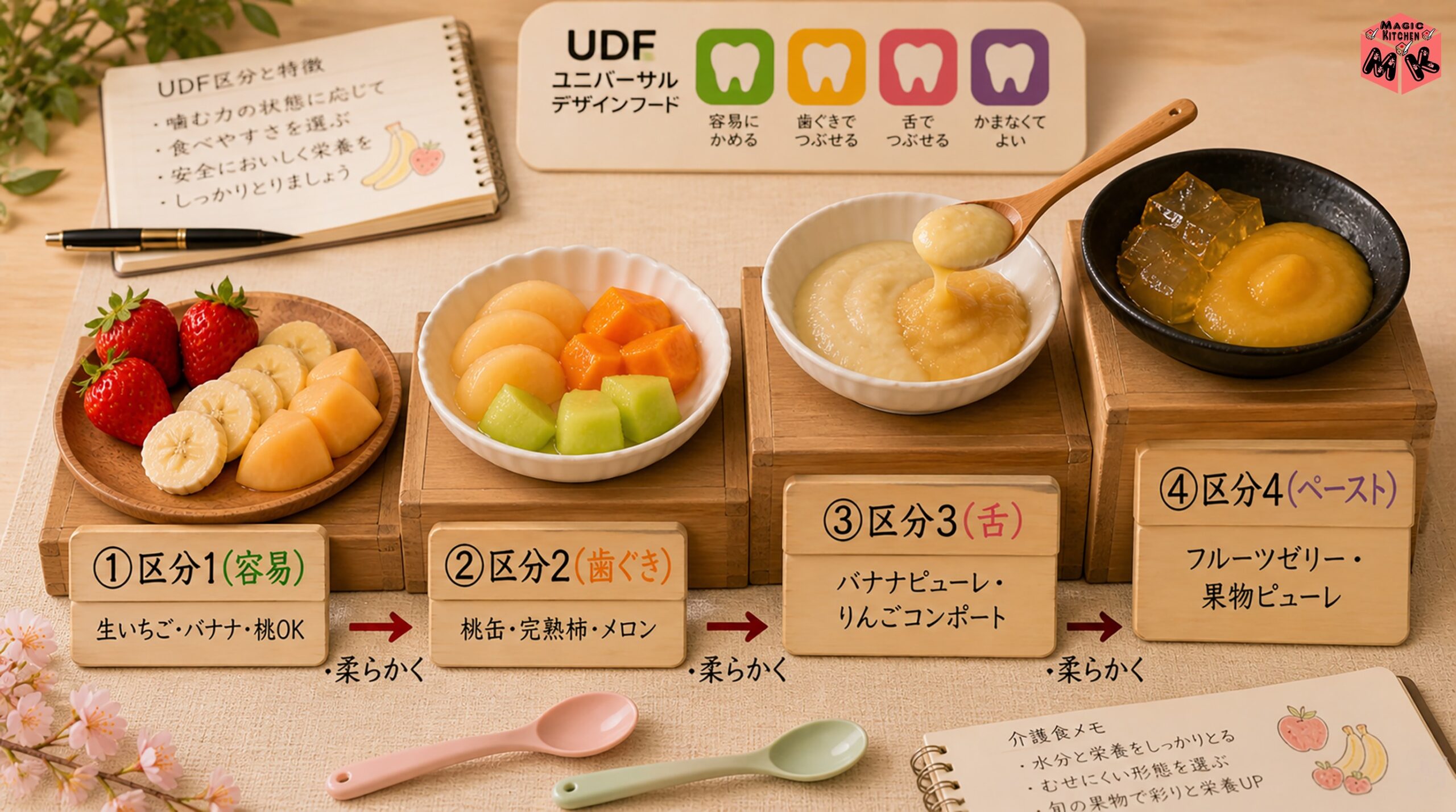 介護食のUDF嚥下区分早見表