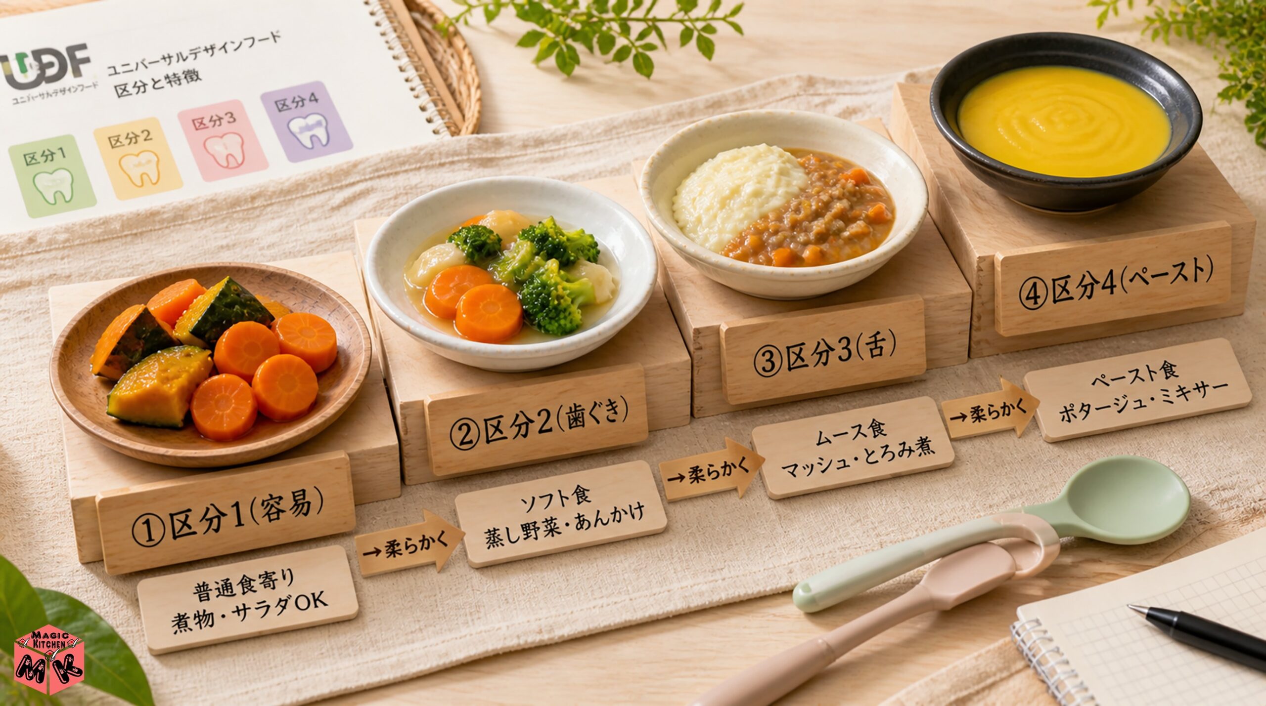 介護食のUDF嚥下区分早見表