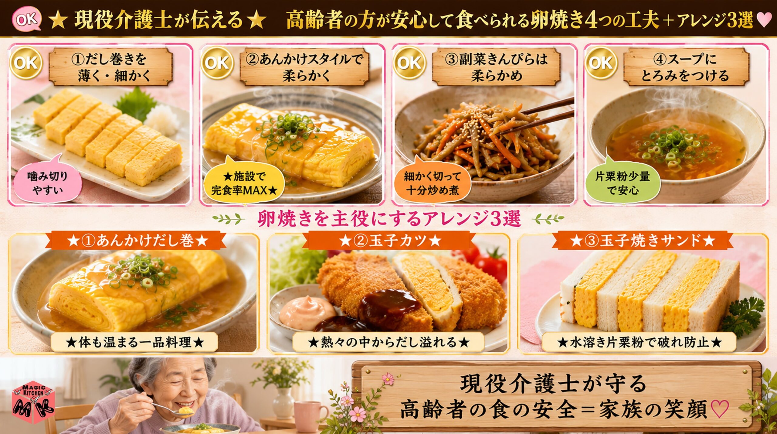 卵焼きの高齢者向けアレンジ 柔らか・薄味・小さく切る・とろみ