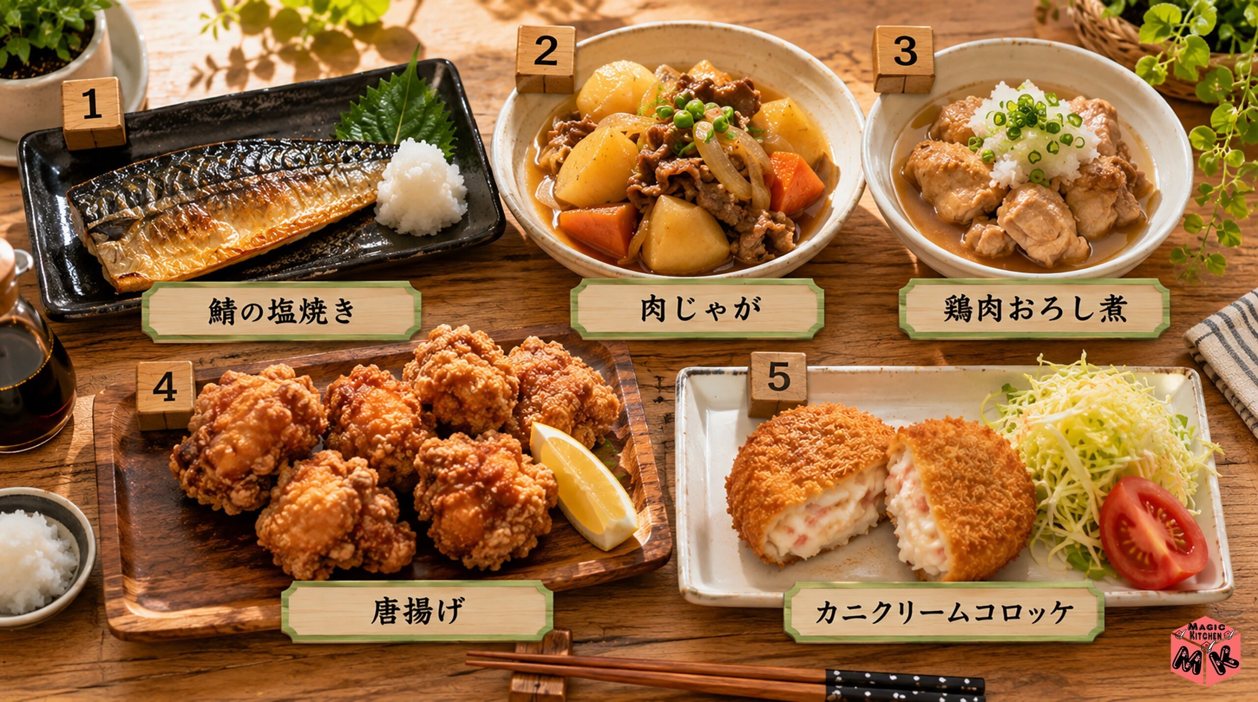 卵焼きに合う主菜5選 鯖塩焼き・肉じゃが・鶏おろし煮・唐揚げ・カニコロッケ