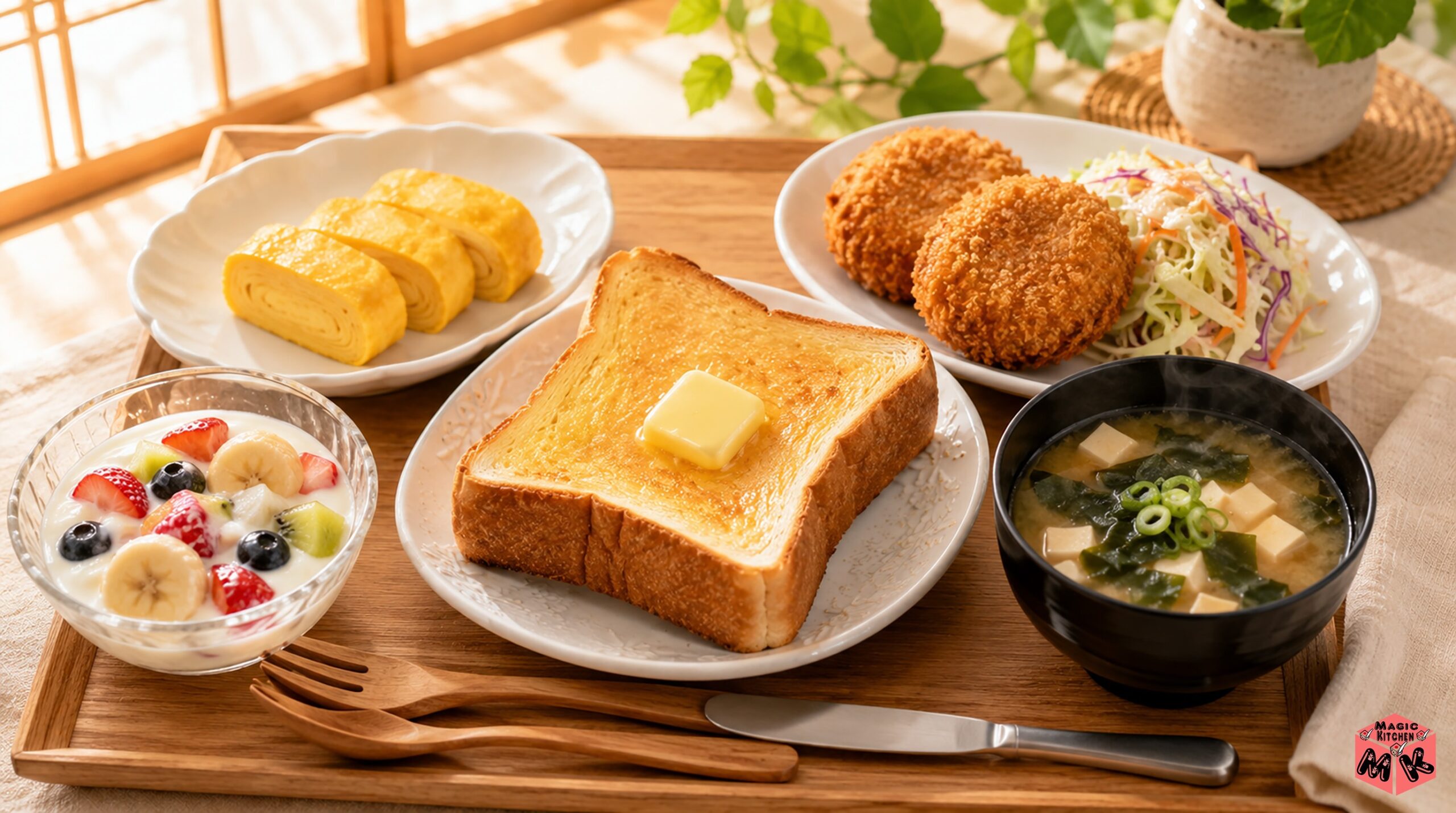 フッくんの店メニュー献立例A 卵焼き定食朝食