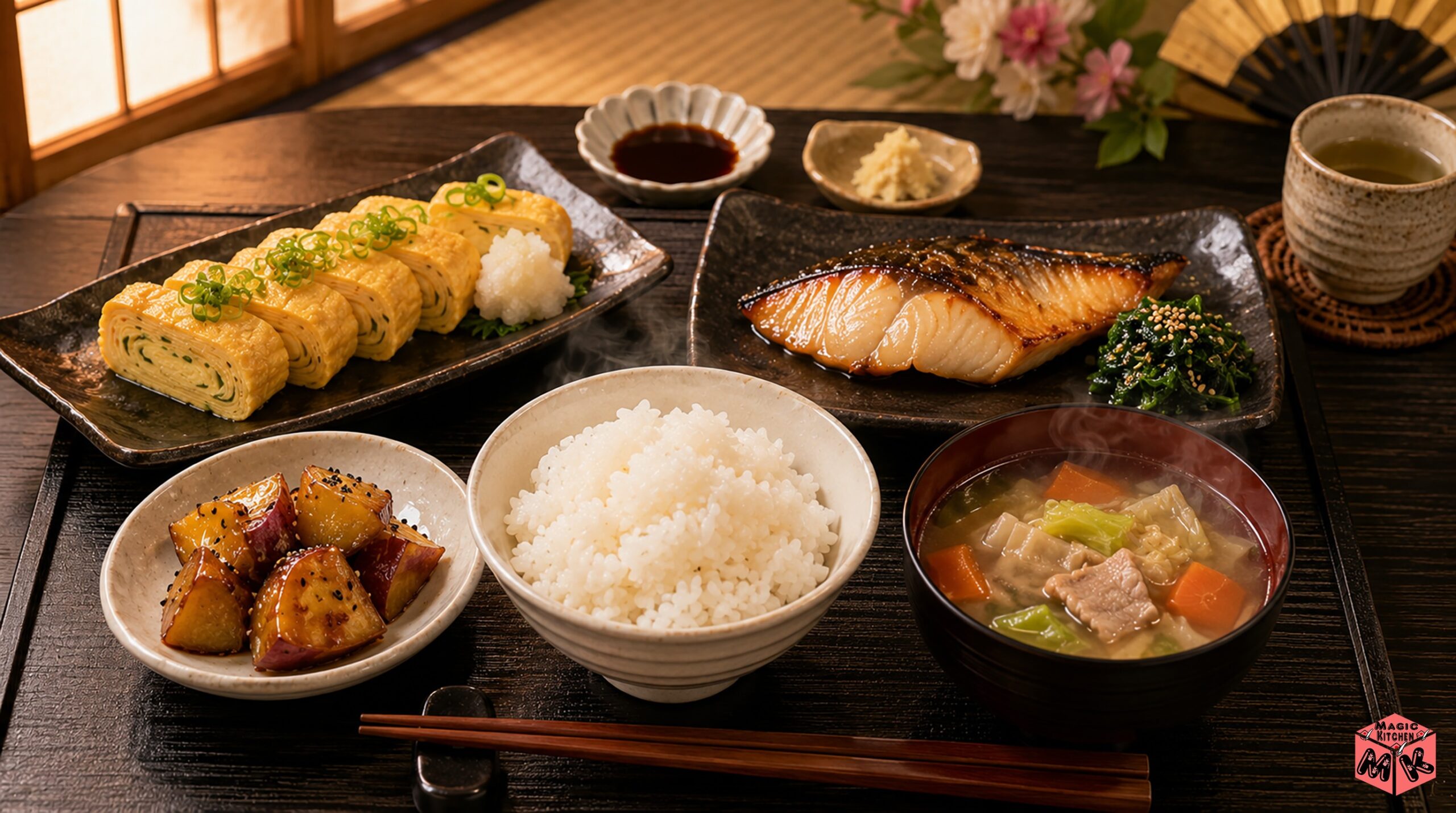フッくんの店メニュー献立例B 卵焼き定食夕食