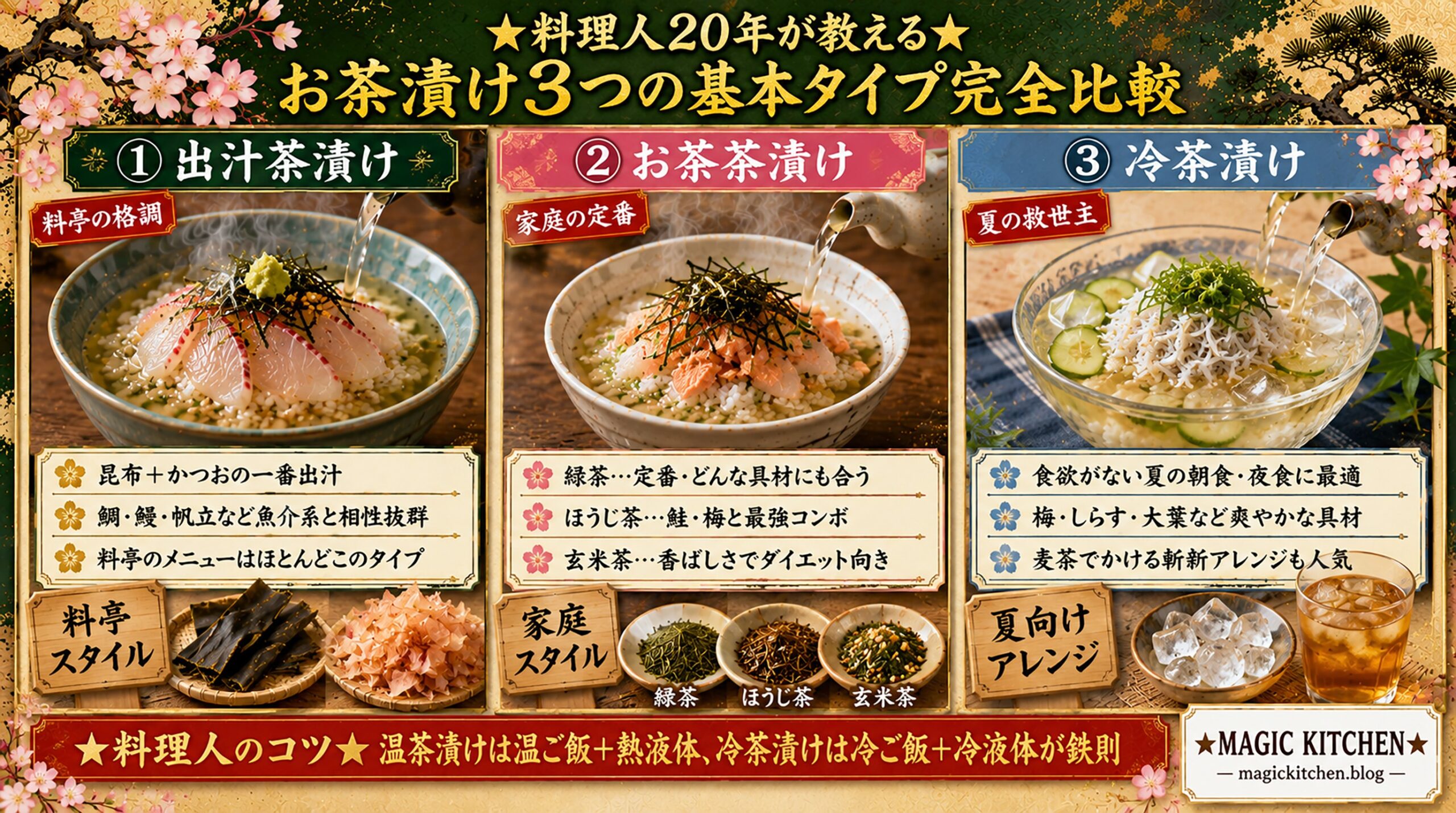 お茶漬けの3つの基本タイプ