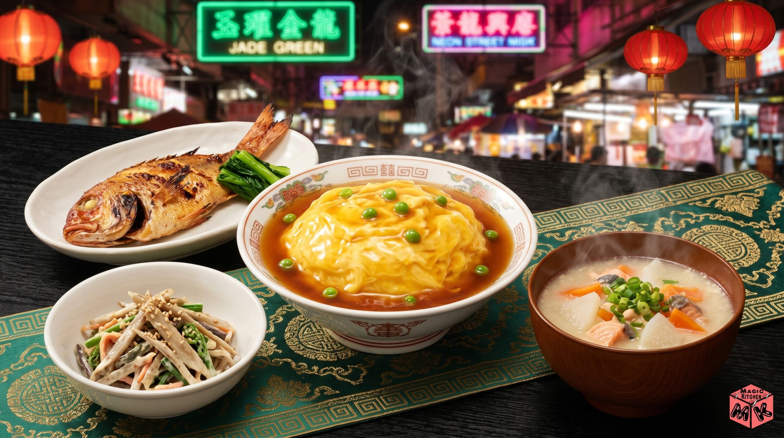 天津飯 献立A 醤油あん和中折衷