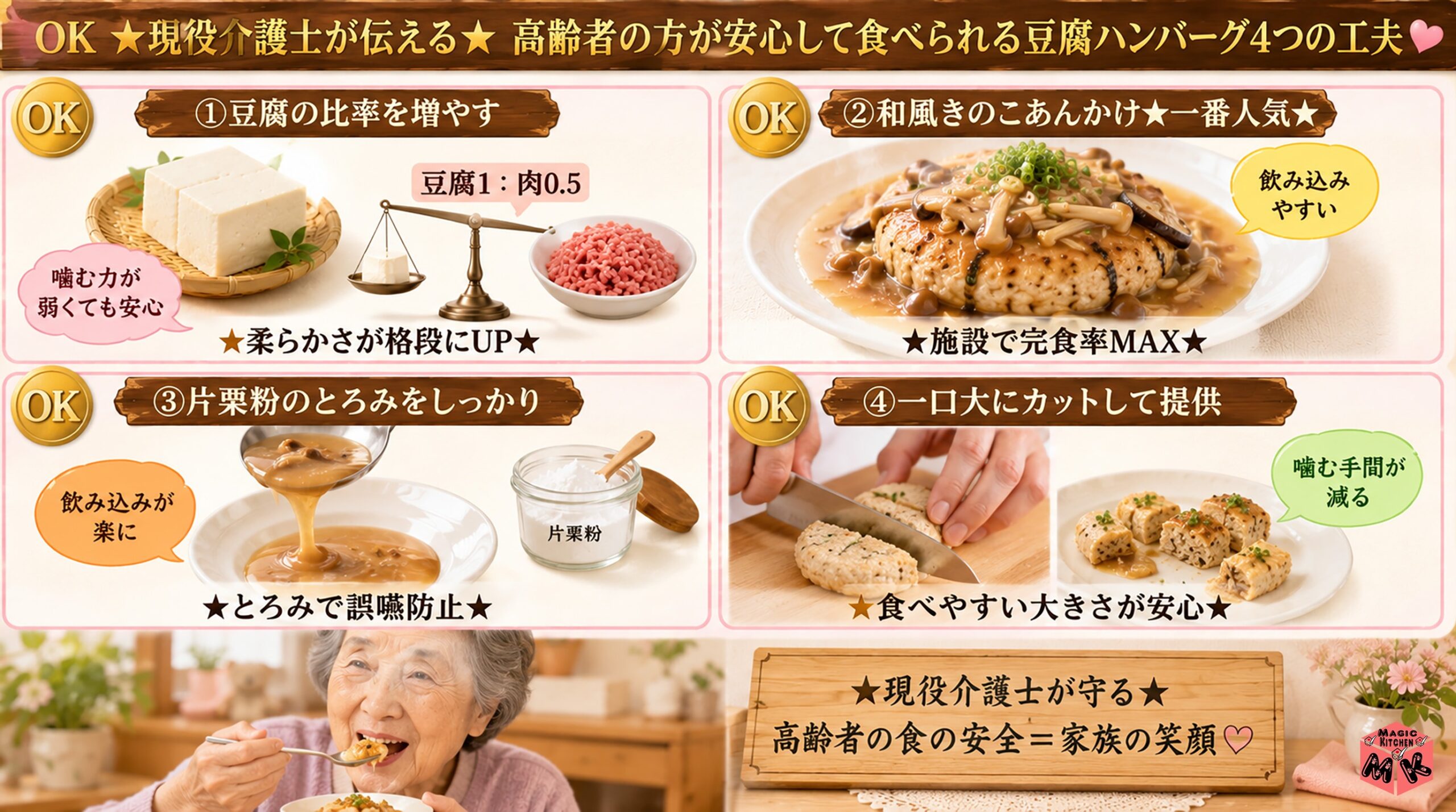 豆腐ハンバーグの高齢者向けアレンジ 柔らか・あんかけ・薄味