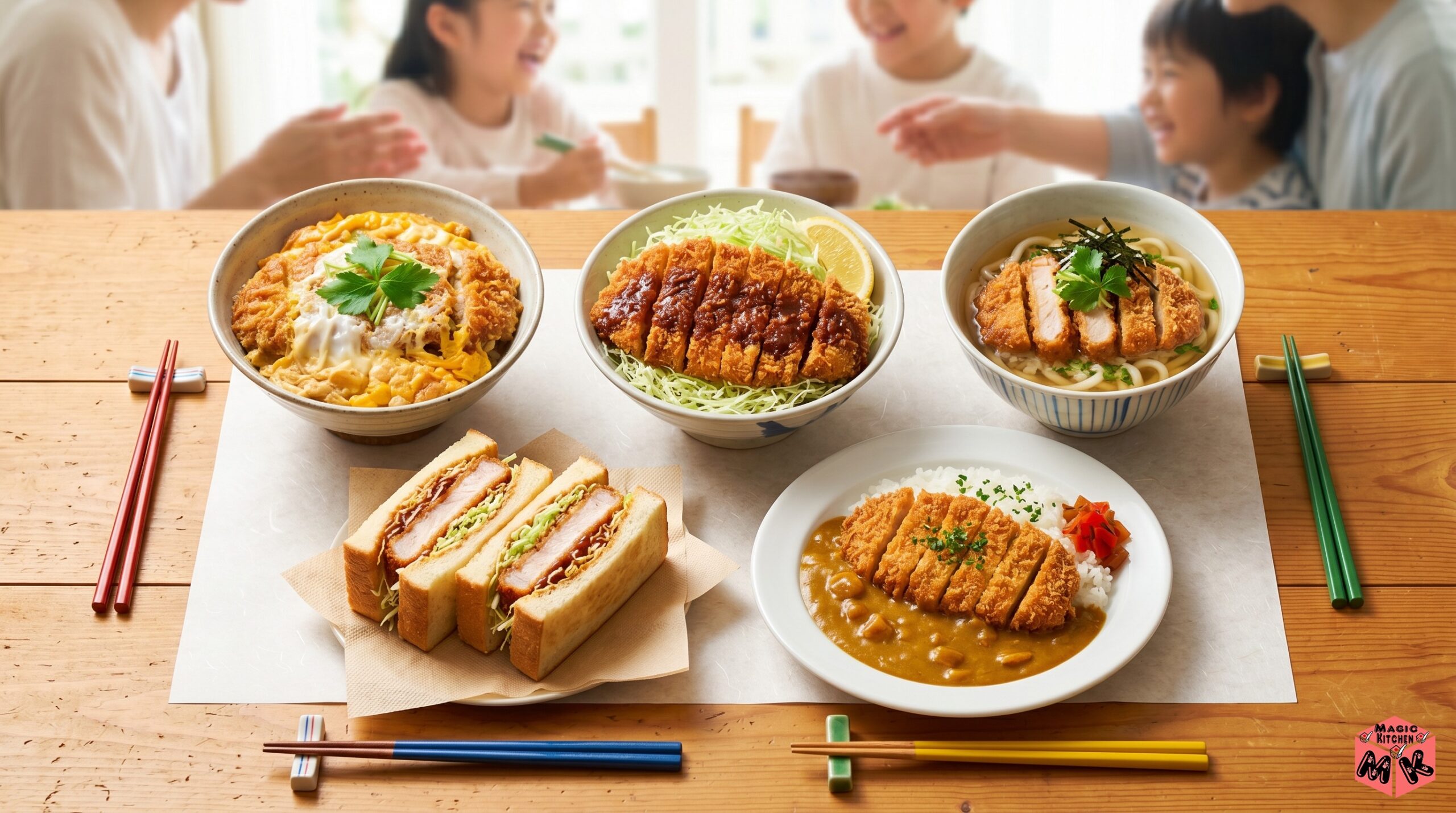 とんかつのアレンジ5種・カツ丼ソースカツ丼カツ茶漬けカツサンドカツカレー