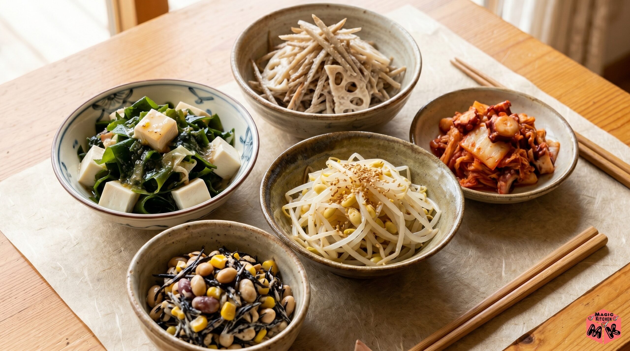 とんかつに合う副菜5選・ごぼうサラダ海藻もやしナムル豆ヒジキ